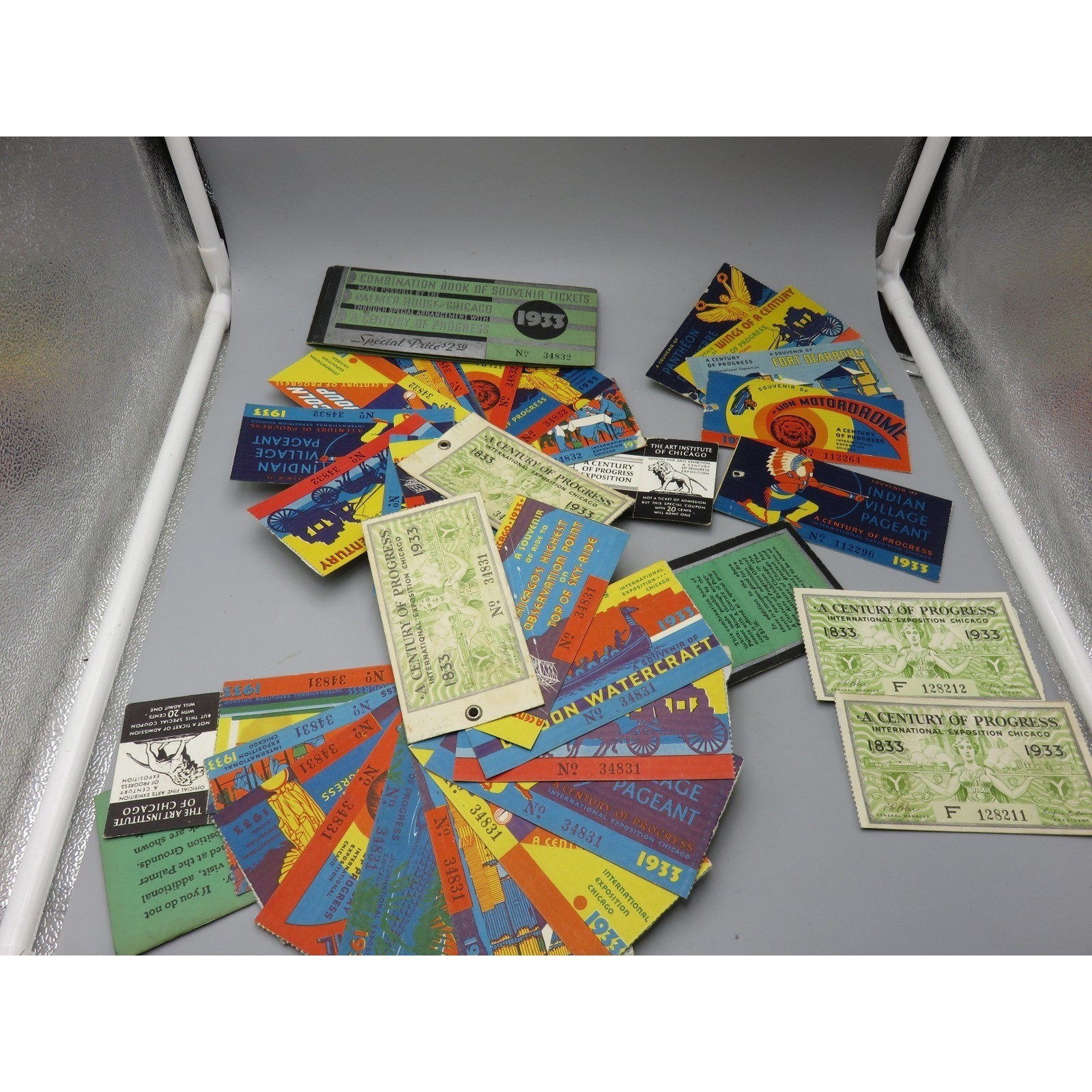 1933 Chicago Worlds Fair Century of Progress Souvenir Ticket Lot Palmer House