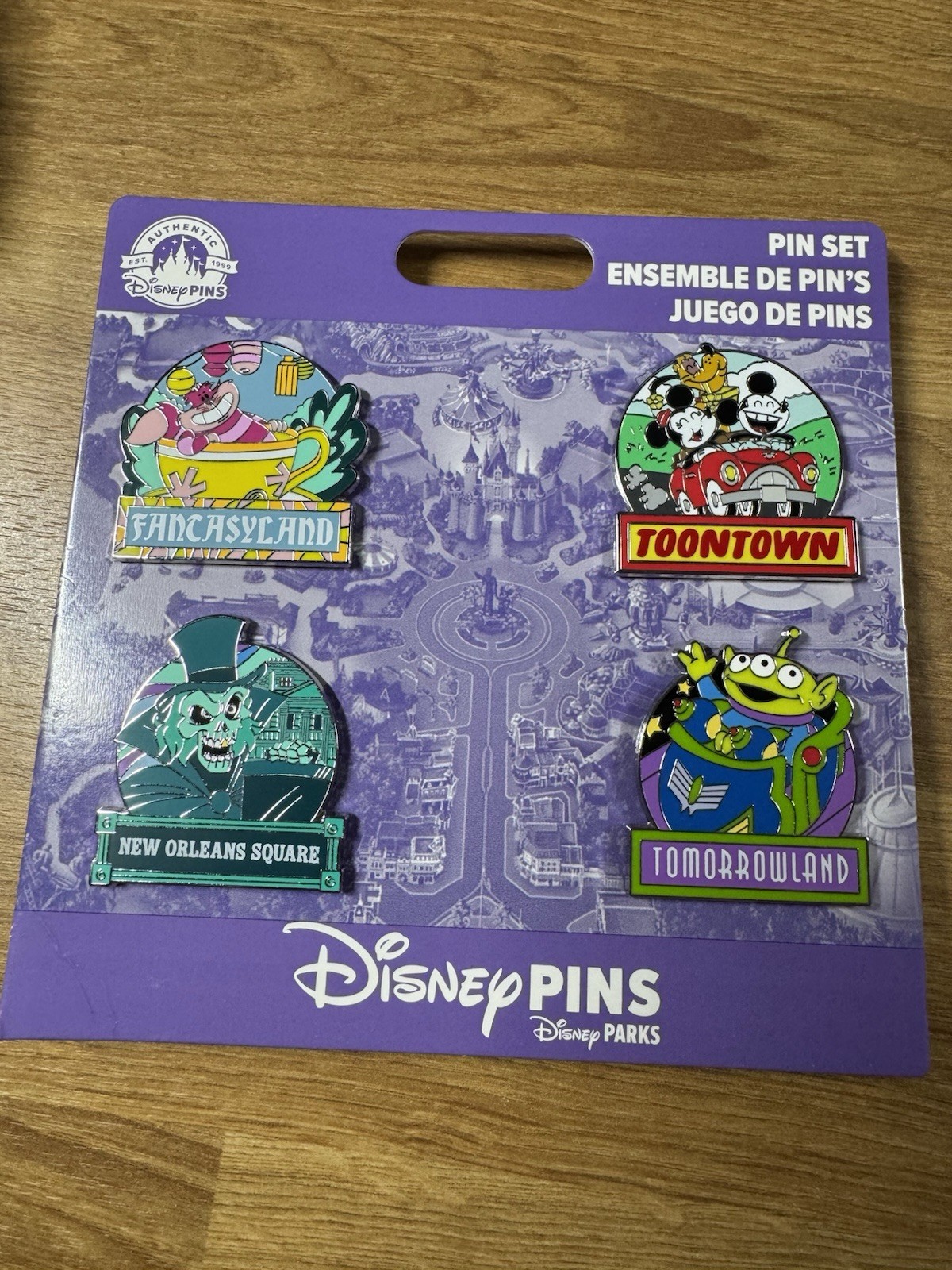 Disney Parks 2024 Disneyland Lands Booster Pin Set (4 Pins) NEW
