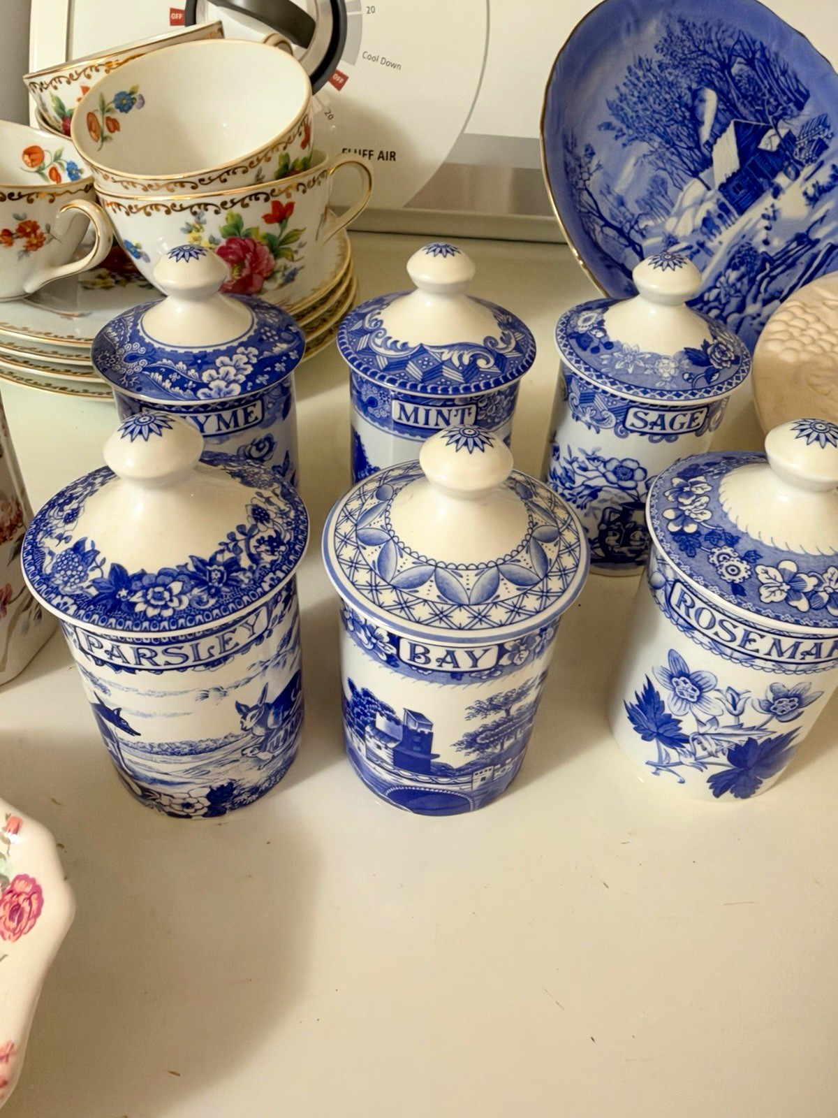 Vintage Spode Blue Italian collection spice jars Vintage Spode Blue Italian collection spice jars