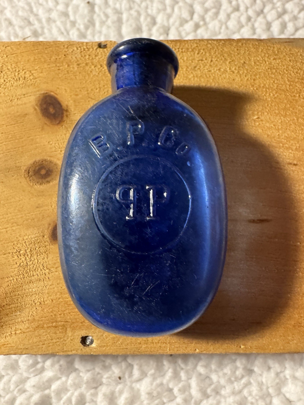 Antique Cobalt Blue Round Bottom Pill Bottle B.P.Co. Johnson & Johnson Papoid