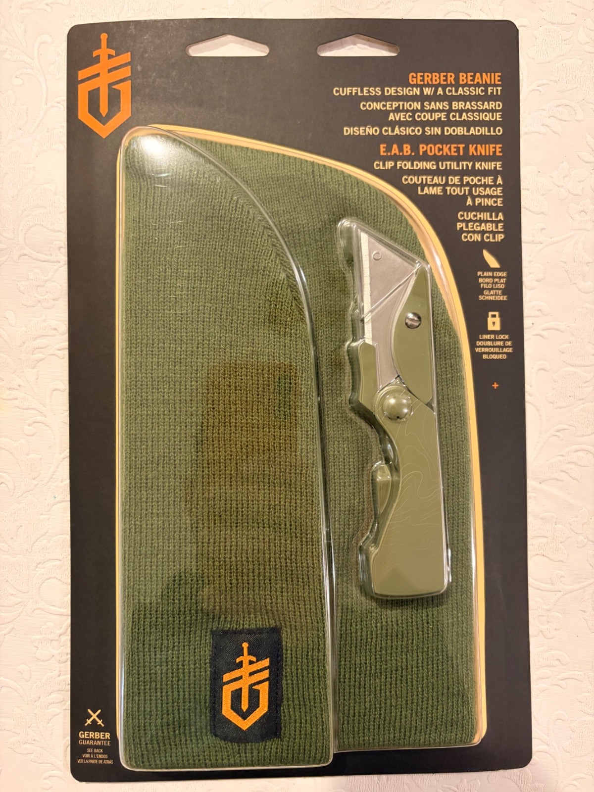 Gerber EAB Green Pocket Knife And Beanie Set