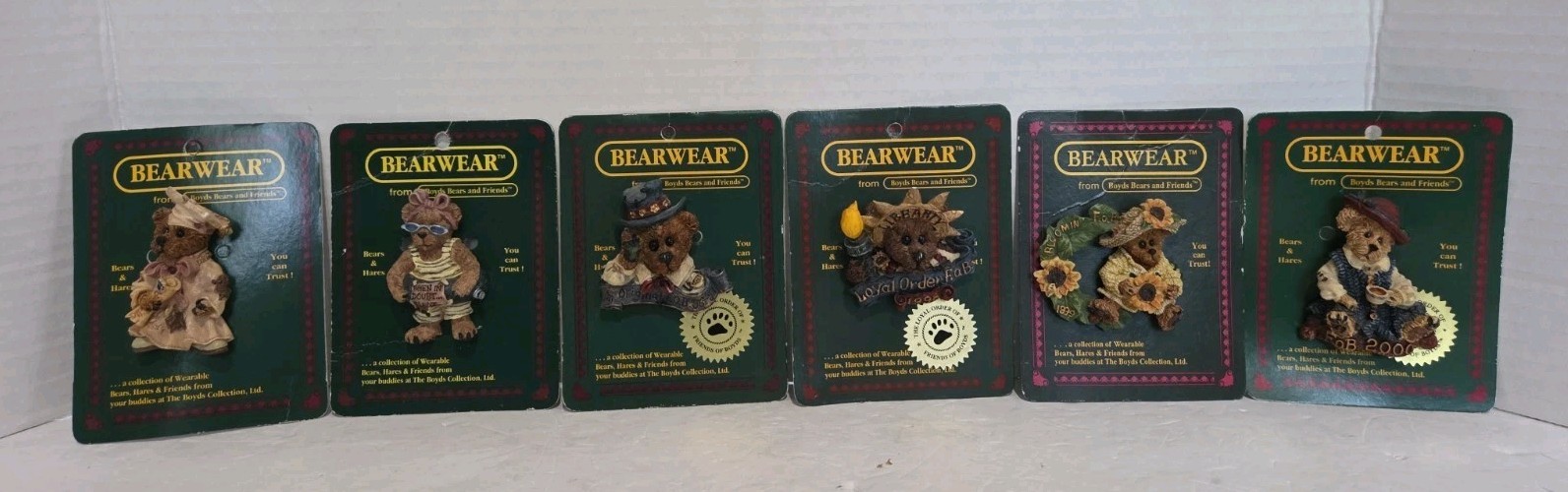Vintage Bearwear Pins From Boyds Bears & Friends 6 Brooch Collection Lot