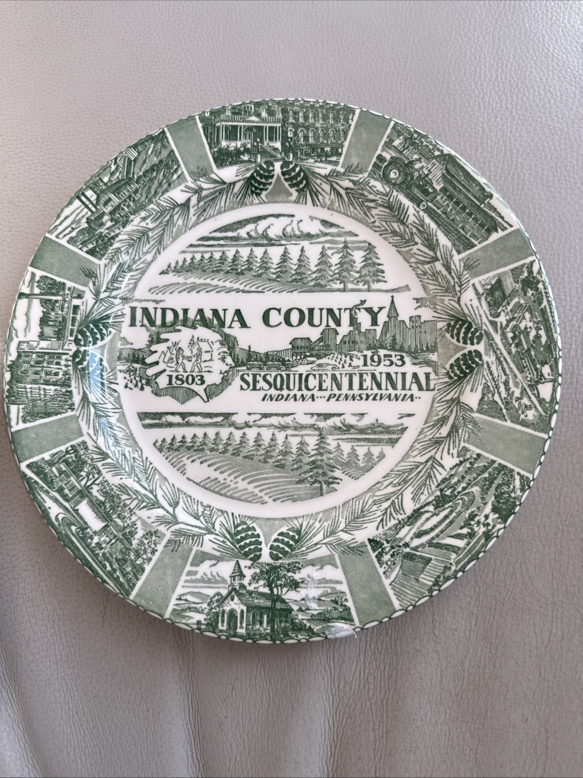 Vtg Kettlesprings Transferware Commemorative Indiana Co. PA Sesquicentennial  