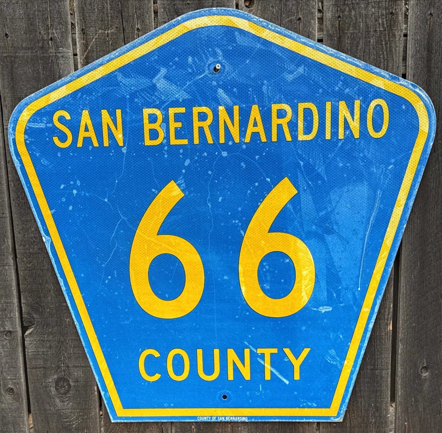 RARE HISTORIC VINTAGE-SAN BERNARDINO “ ROUTE 66” PENTAGON SIGN ORIGINAL Retired