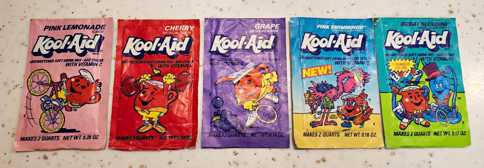 Vintage Kool-Aid Unsweetened Drink Mix Packet Lot - Cherry Grape Pink Lemonade Vintage Kool-Aid Unsweetened Drink Mix Packet Lot - Cherry Grape Pink Lemonade