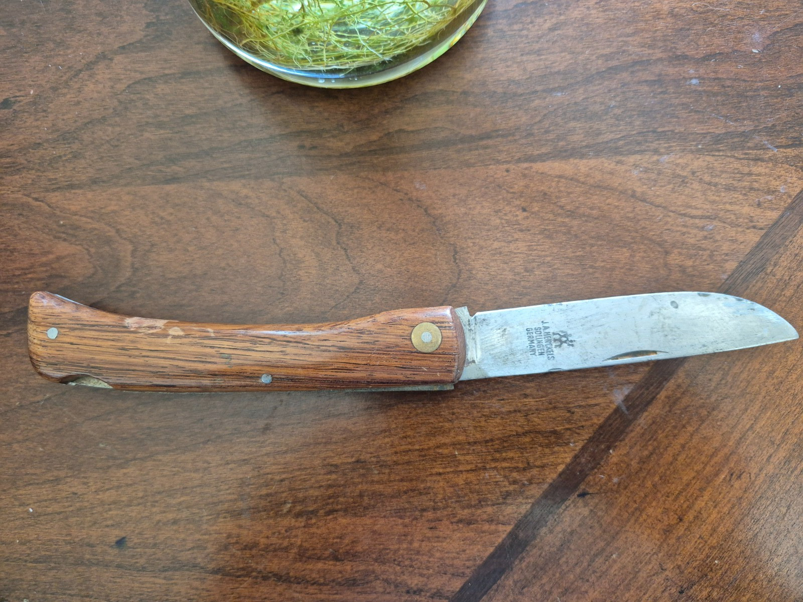 Vintage JA Henckels Solingen Germany Sodbuster Lockback Wood Pocket Knife Nice