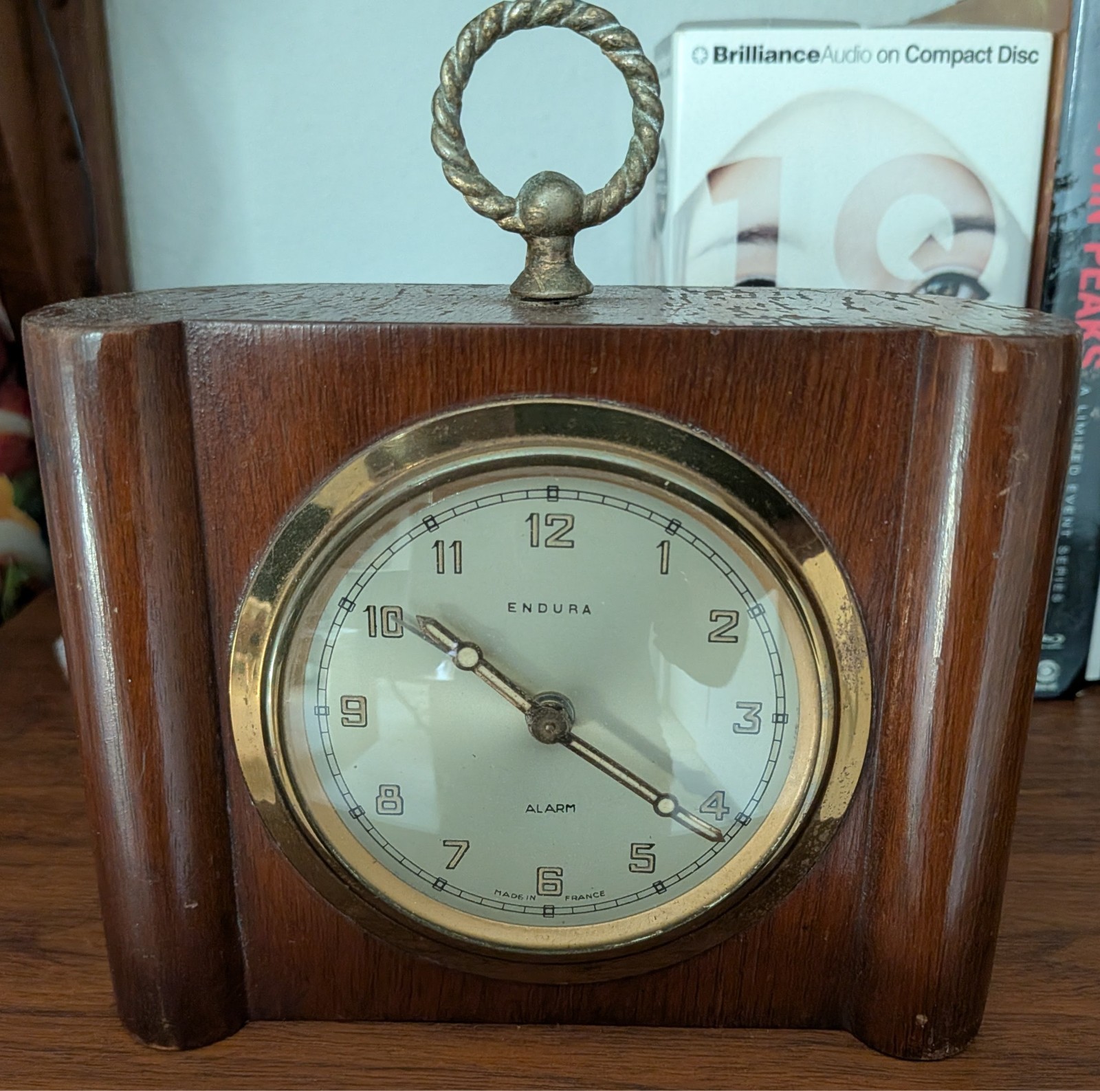 Vintage Midcentury Endura Windup Clock Made In France Works Mantle /Desk Clock