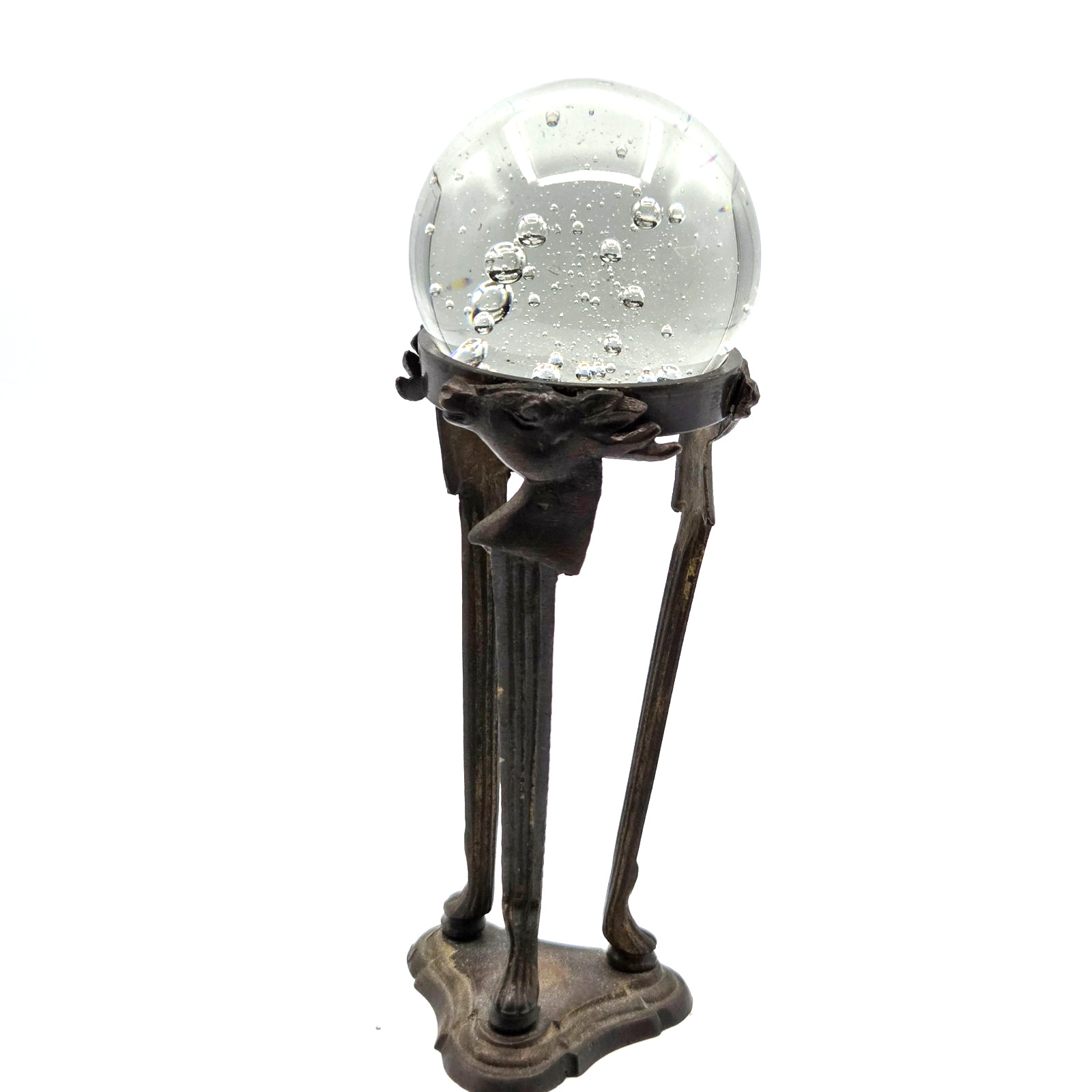 MID Century Modern BRASS HORSE HEAD STAND With Glass Crystal Ball Made in INDIA MID Century Modern BRASS HORSE HEAD STAND With Glass Crystal Ball Made in INDIA