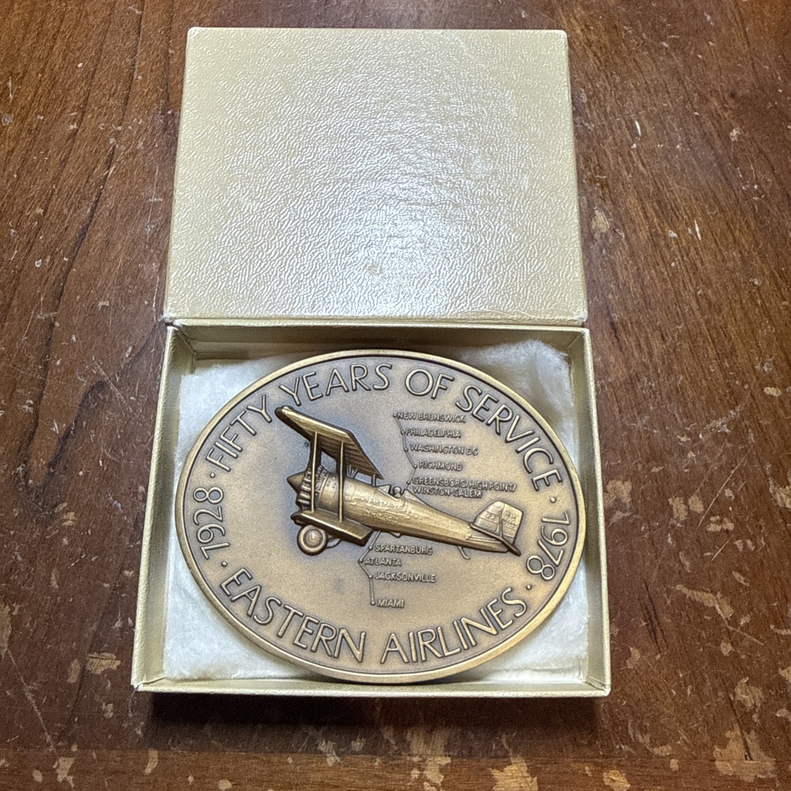 Vintage Eastern Airlines 50 Years Service Medallion 1928-78 Metal Paperweight
