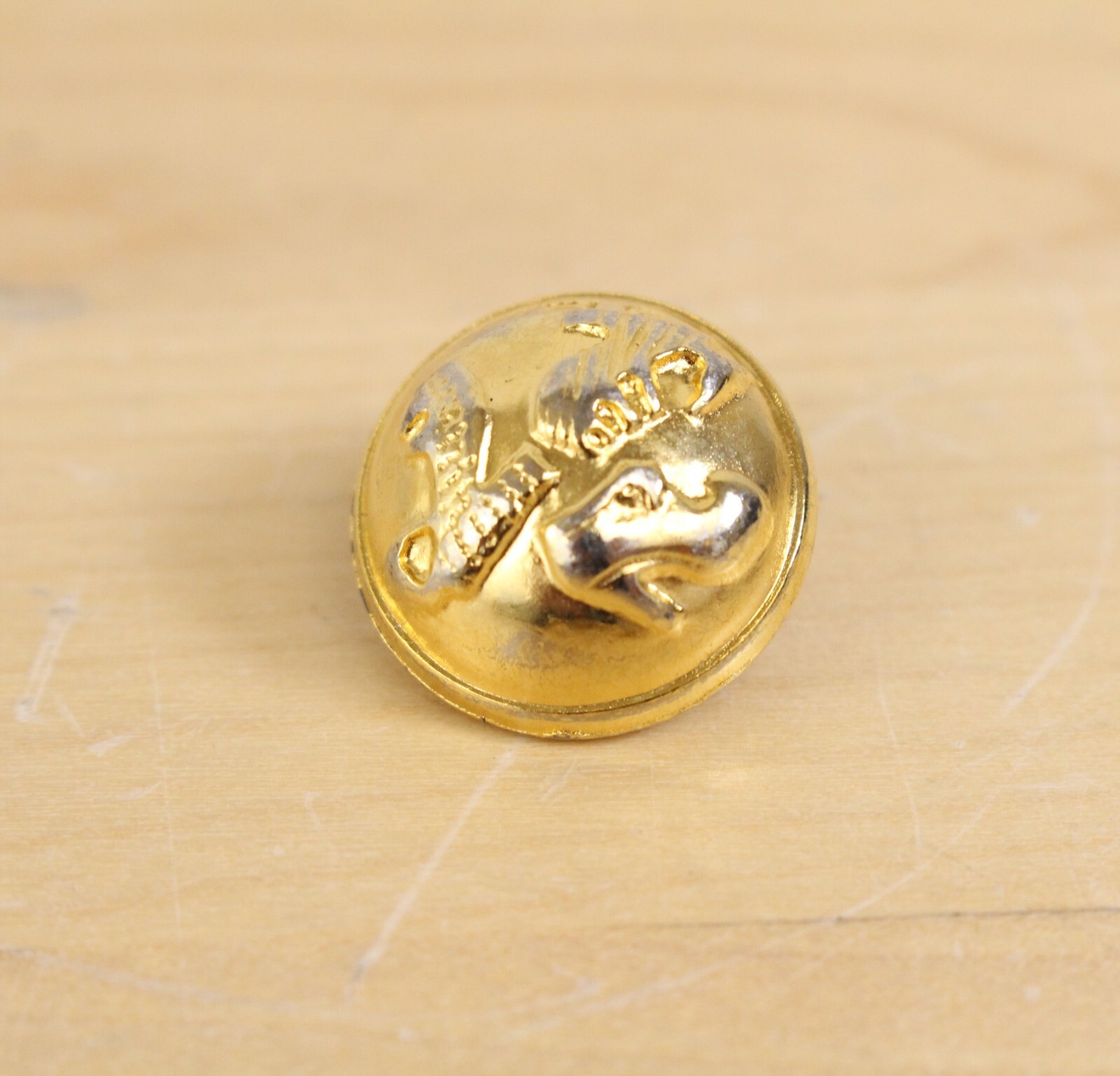 Vtg Salvatore Ferragamo Gold Plated BUTTON Replacement 19mm Shoe Design Signed