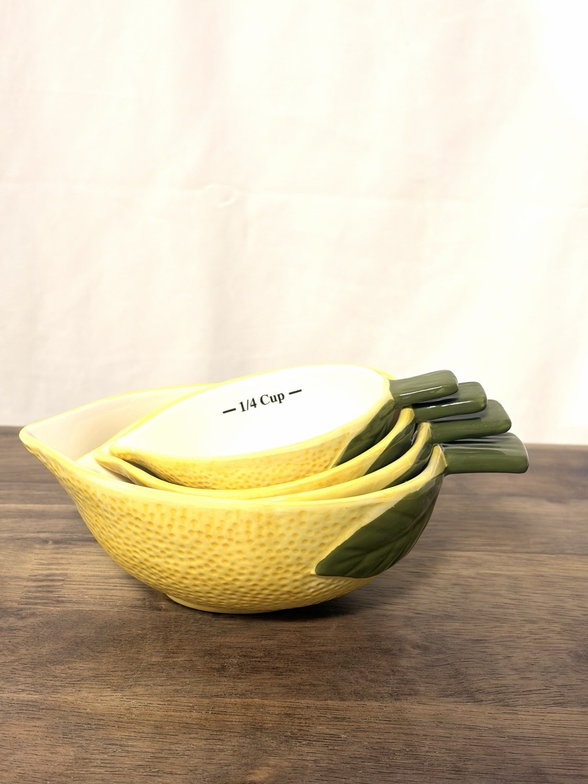 Vintage Ceramic Lemon Majolica Nesting Measuring Cups Vintage Ceramic Lemon Majolica Nesting Measuring Cups