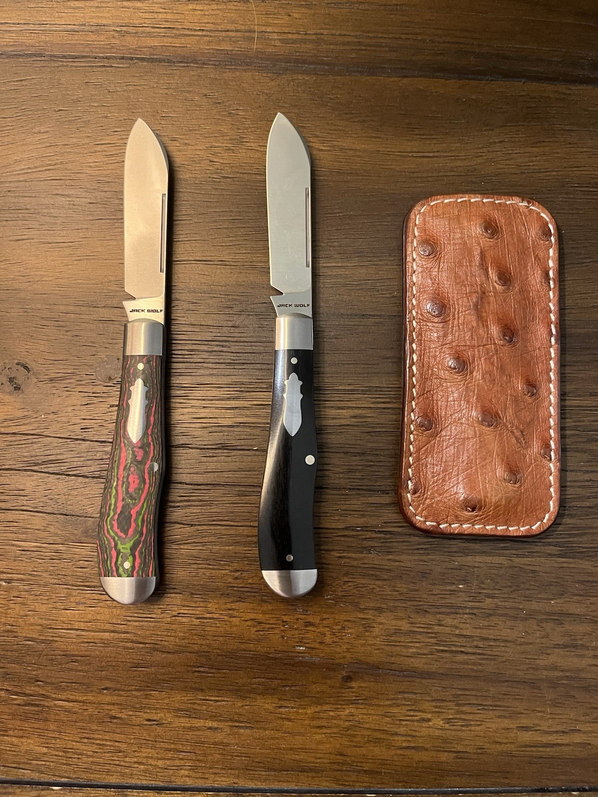 Jack Wolf Knives Eureka Slipjoint CamoCarbon Watermelon Sugar And Ebony W/ Slip