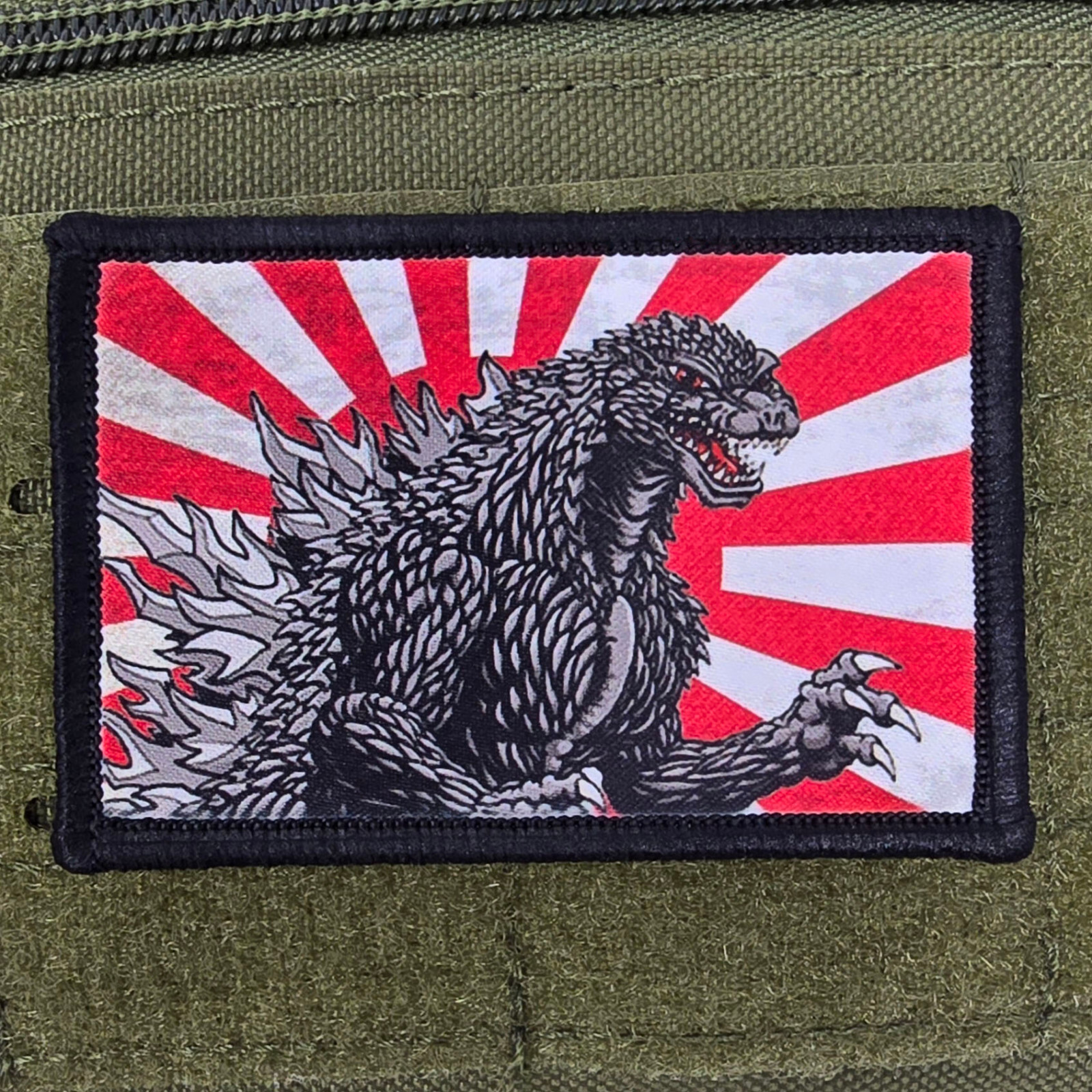 Godzilla Patch Japan Moral Tactical Military Army USA Flag Hook & Loop