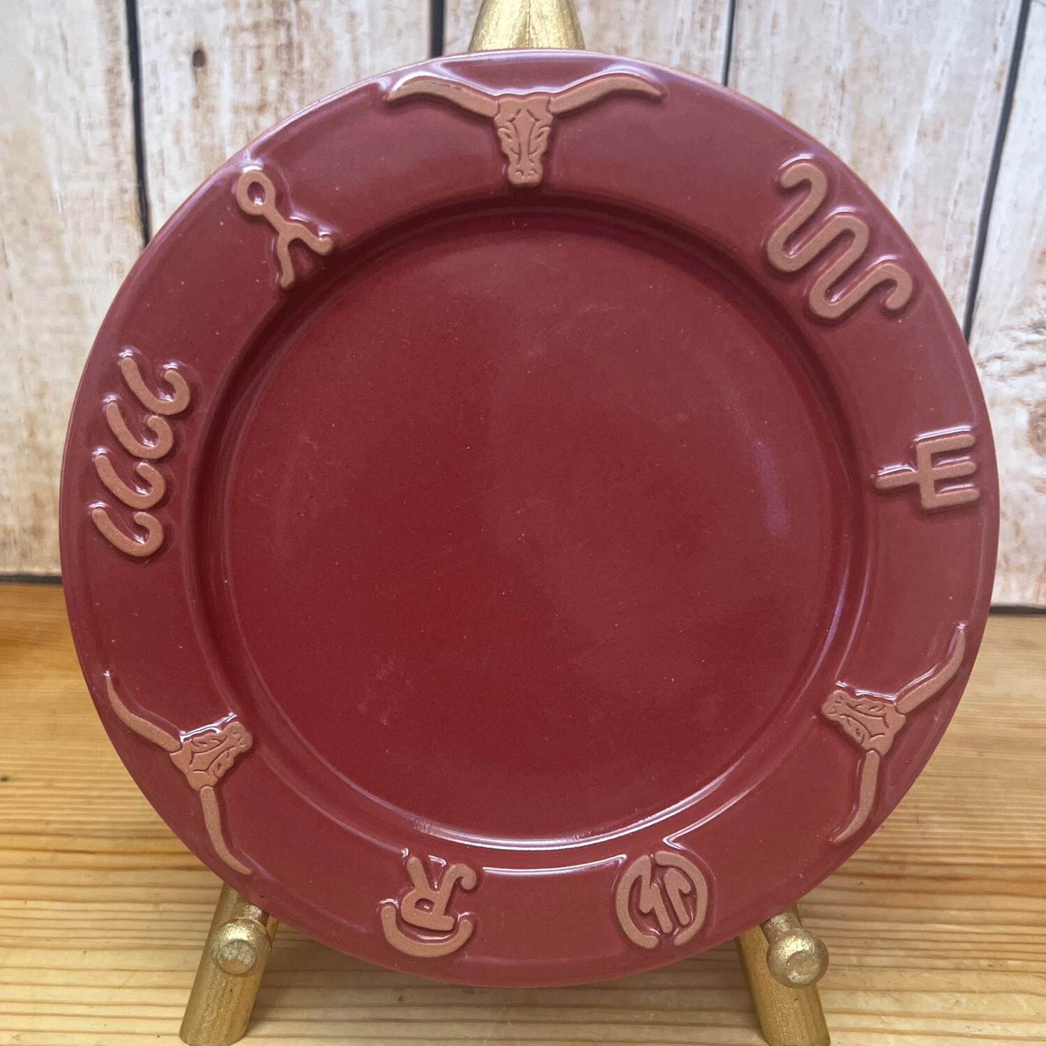 Vintage Frankoma Pottery Ranch Cabernet Salad Place Cattle Brands Longhorn