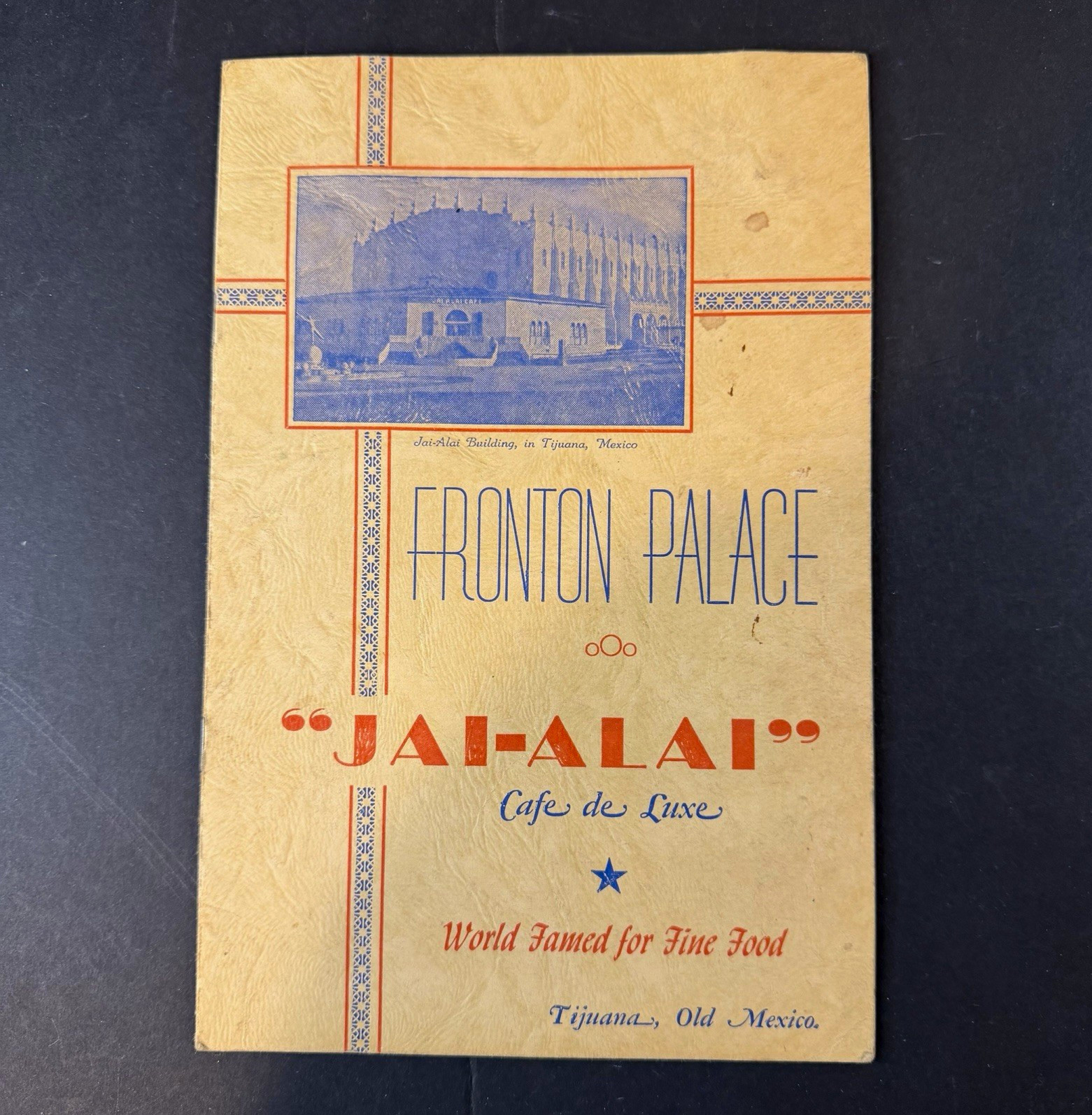 Vintage 1948 Jai Alai Fronton Palace Menu Tijuana Mexico Cafe Deluxe w Insert Vintage 1948 Jai Alai Fronton Palace Menu Tijuana Mexico Cafe Deluxe w Insert