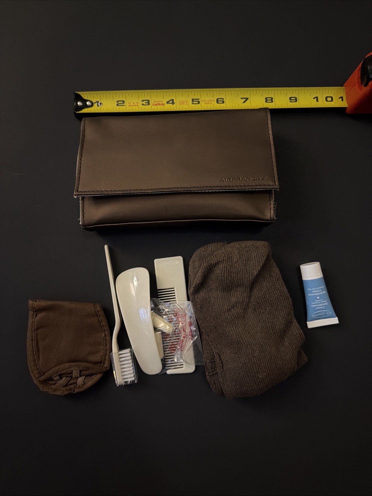 Air France Flight First Class Amenity / Hygiene Kit in Pouch NEW Brown Tan ssc