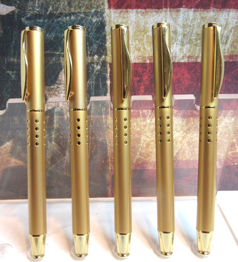 LOT OF 5 Terzetti Vista Gold Metal Brass Rollerball Pen+Pouch-CLOSEOUT DEAL LOT OF 5 Terzetti Vista Gold Metal Brass Rollerball Pen+Pouch-CLOSEOUT DEAL