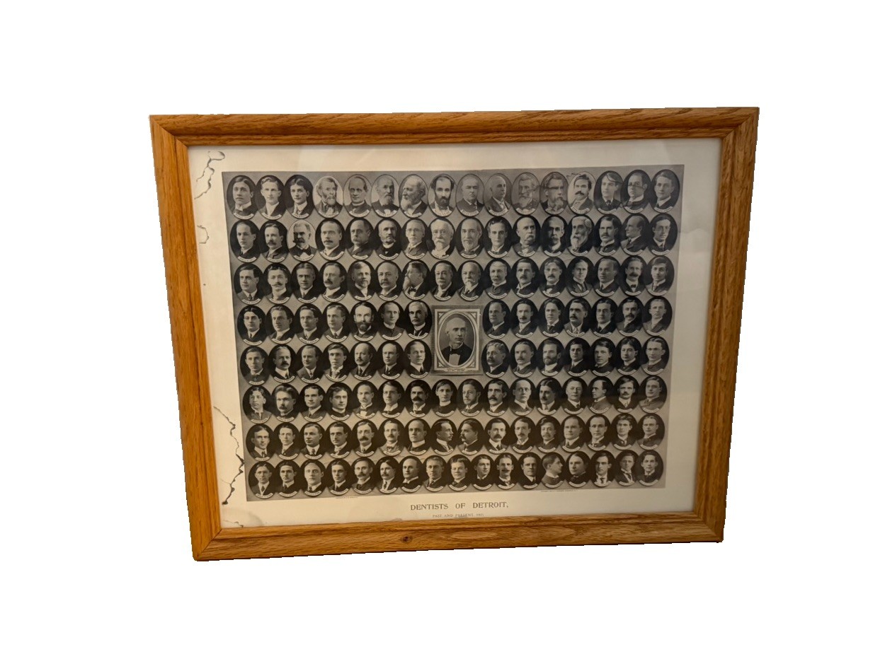 Original 1905 Dentists of Detroit Past and Present Historical Print Framed Photo