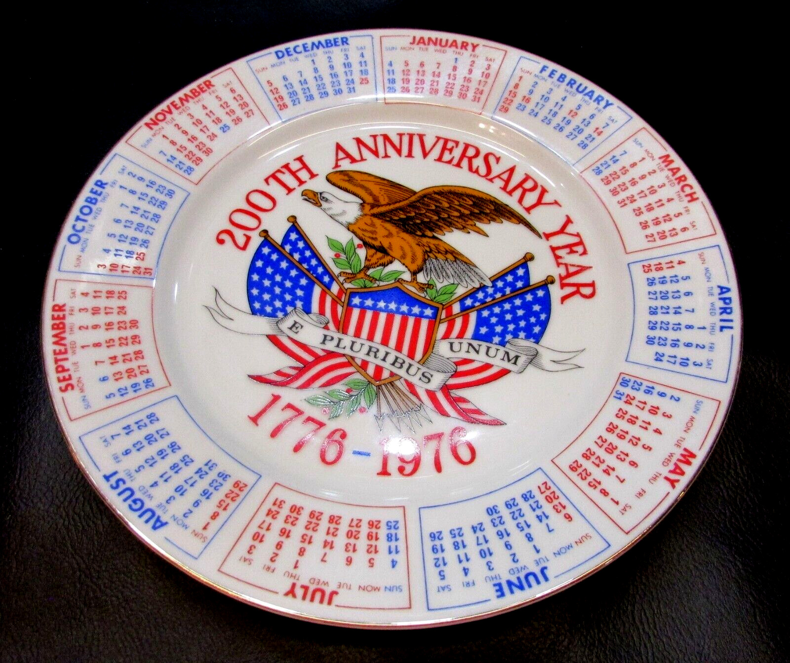 Vintage 1776-1976 U.S.A. Bicentennial Eagle 200th Anniversary Old Calendar Plate