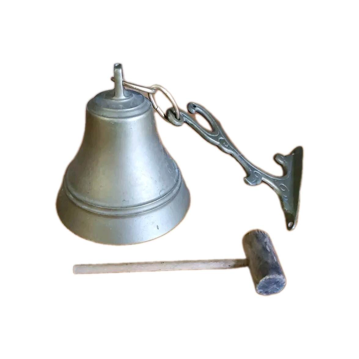 Vintage Solid Brass Hanging Bell with Mallet Vintage Solid Brass Hanging Bell with Mallet