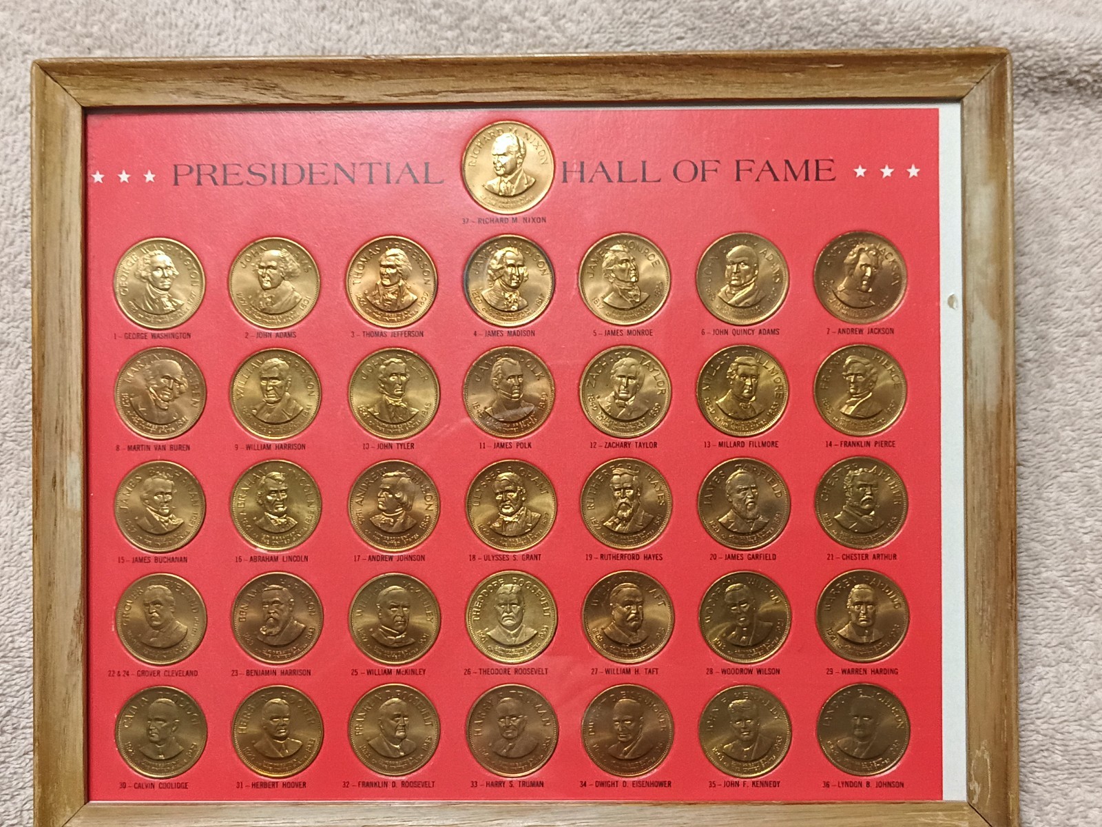 Vintage 1968 Full Set Of Solid Bronze Presidential Hall Of Fame - 36 Coins Vintage 1968 Full Set Of Solid Bronze Presidential Hall Of Fame - 36 Coins