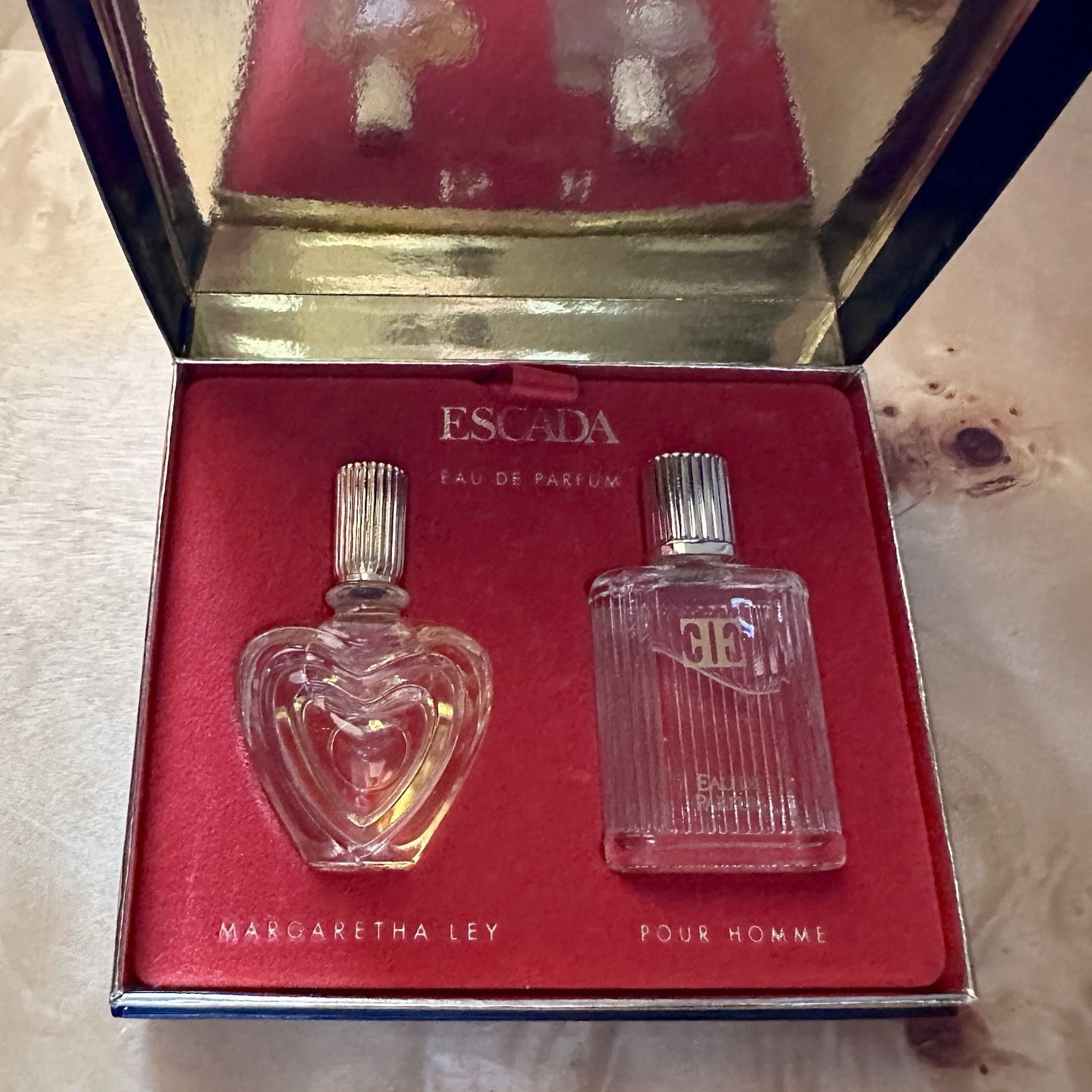 Escada Margaretha Ley & Pour Homme EDP Miniature Gift Set 5ml Boxed VINTAGE Escada Margaretha Ley & Pour Homme EDP Miniature Gift Set 5ml Boxed VINTAGE