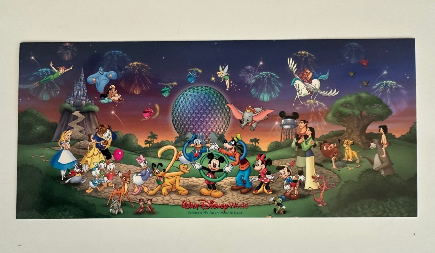 2000 Walt Disney World Celebrate the Future Hand in Hand Panoramic Postcard 9x4 2000 Walt Disney World Celebrate the Future Hand in Hand Panoramic Postcard 9x4