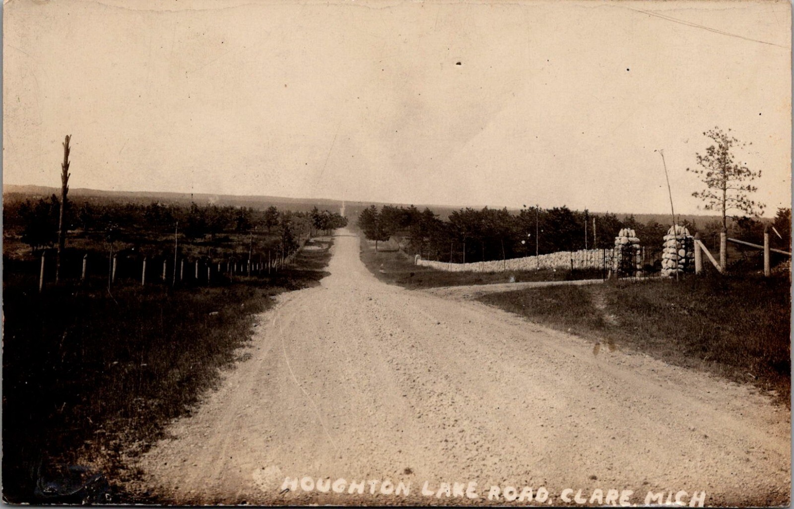 Postcard MI Clare, Michigan; Houghton Lake Road 1918-1930 RPPC, Real Photo Ad Postcard MI Clare, Michigan; Houghton Lake Road 1918-1930 RPPC, Real Photo Ad
