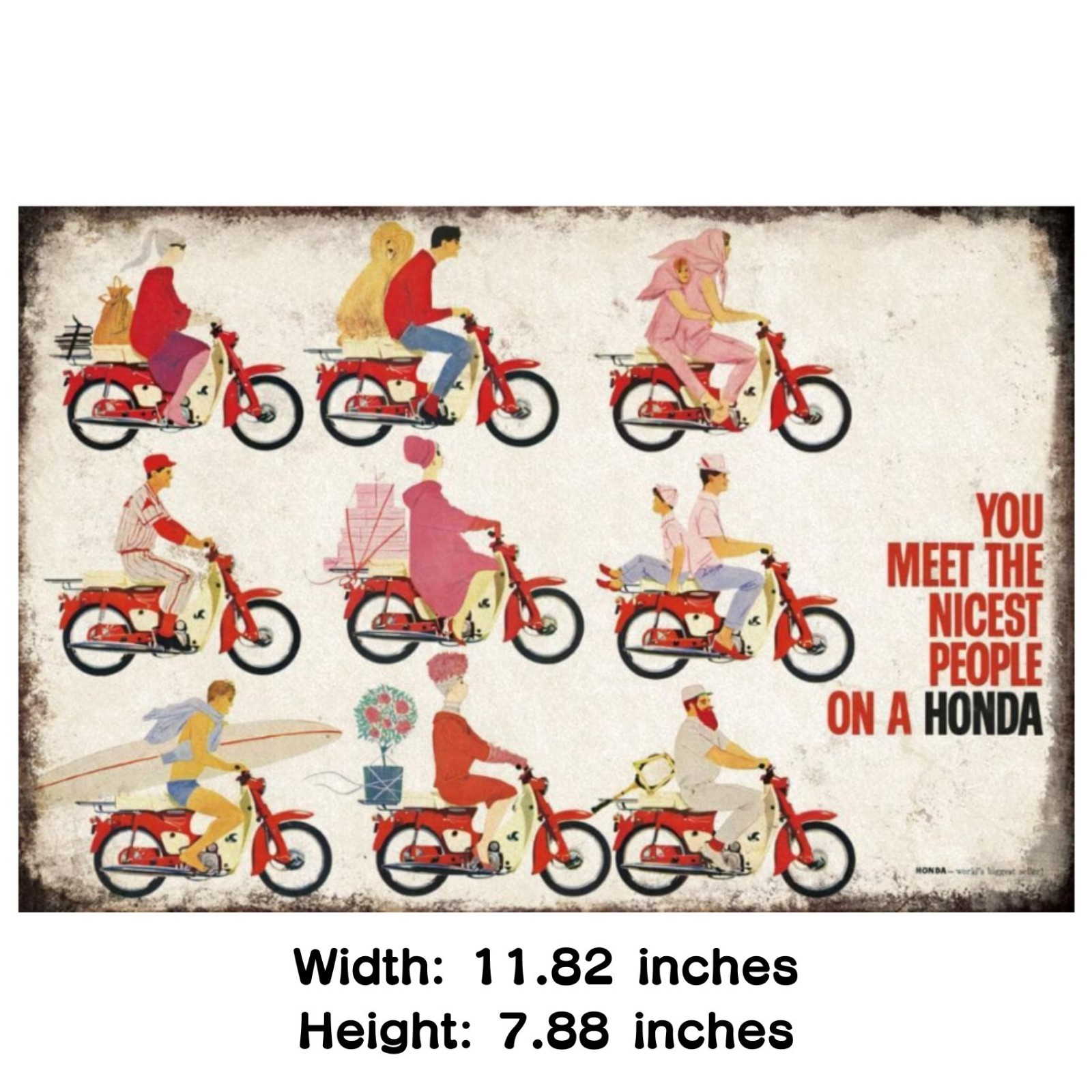 Honda Motorcycle Sign (Made in Japan, Tin, Showa-era Retro Style)