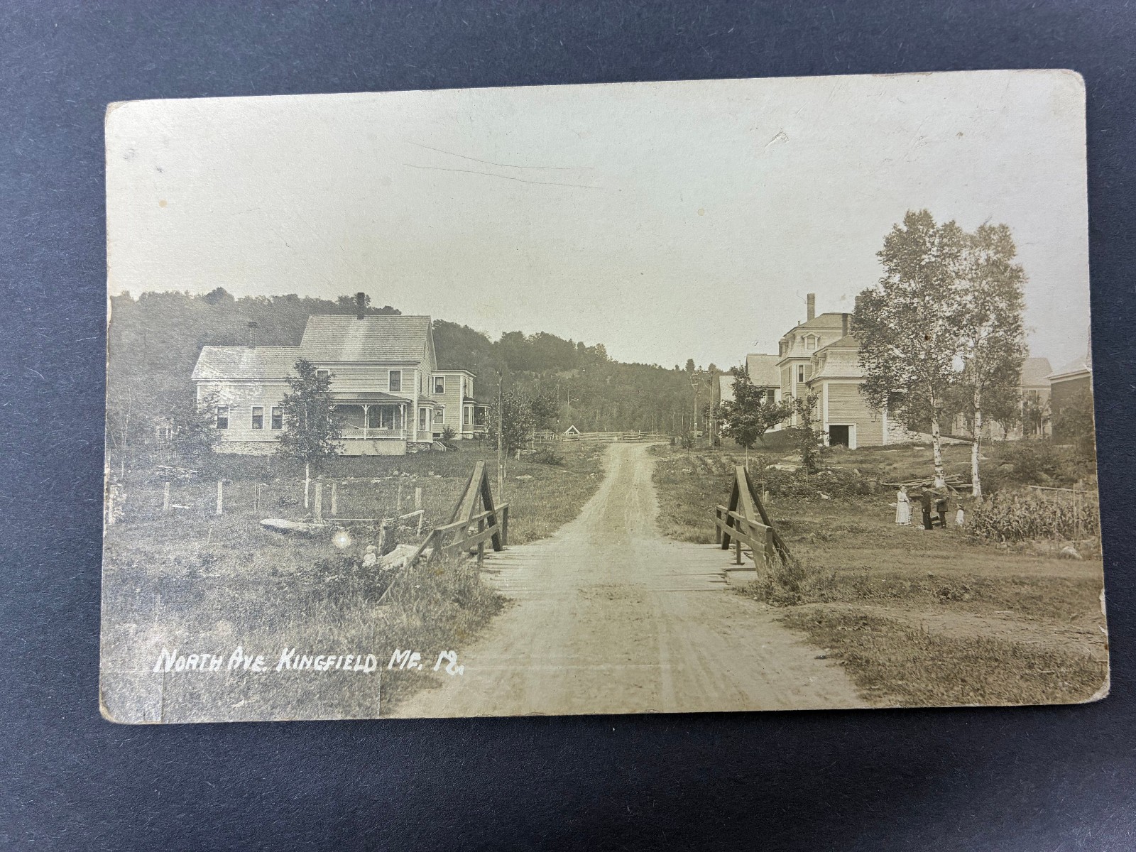 1910 Rural Farm Town Dirt Road North Ave Kingfield Maine RPPC Postcard