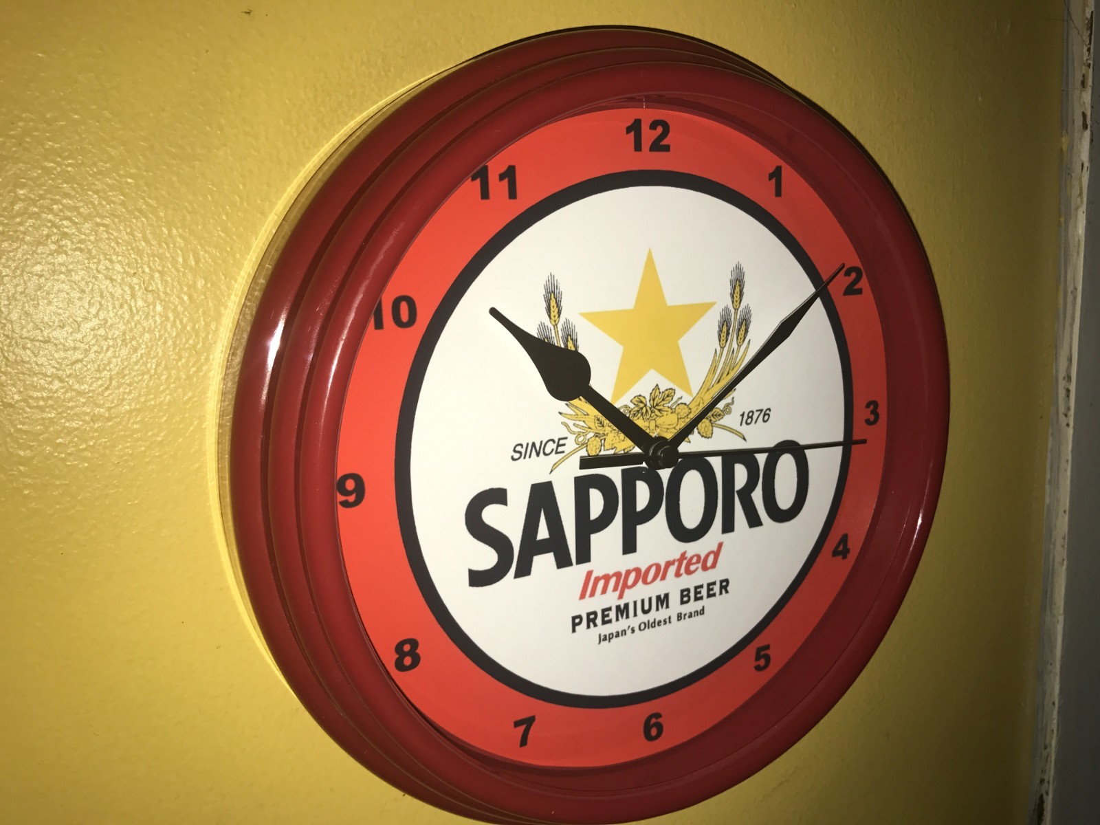 Sapporo Japanese Beer Bar Man Cave Retro Clock Advertising Sign