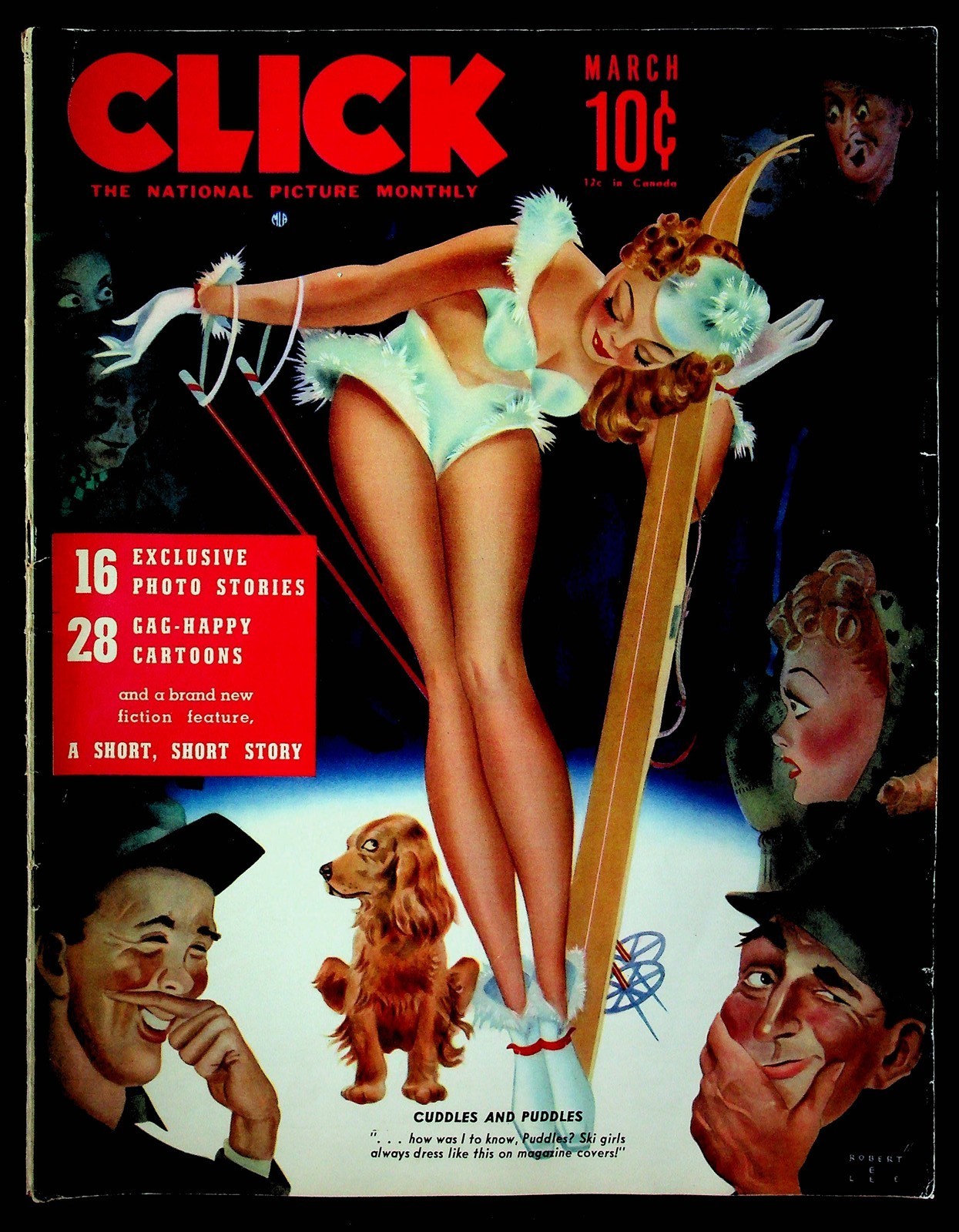 Click National Picture Monthly Magazine WWII March 1941 Lee Girl Skiing Cover Click National Picture Monthly Magazine WWII March 1941 Lee Girl Skiing Cover