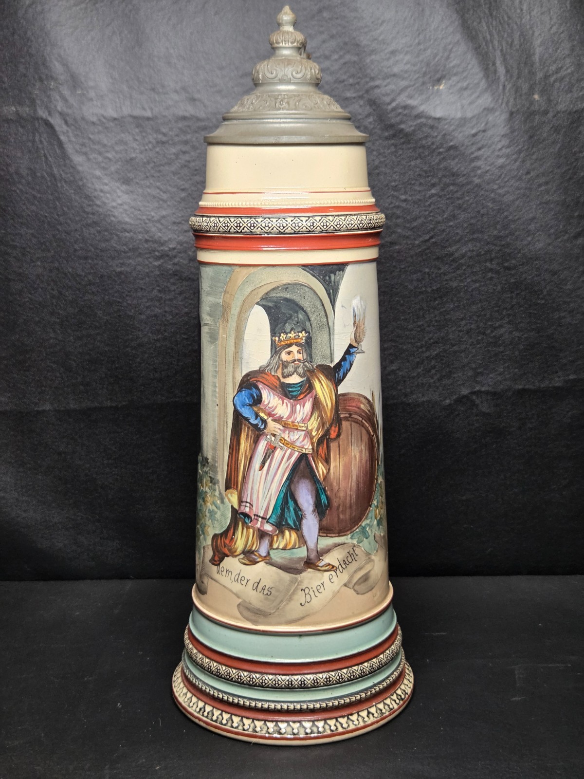 Antique Reinhold Hanke German Beer Stein-Mold 1183/576 - King Gambrinus c. 1900 Antique Reinhold Hanke German Beer Stein-Mold 1183/576 - King Gambrinus c. 1900