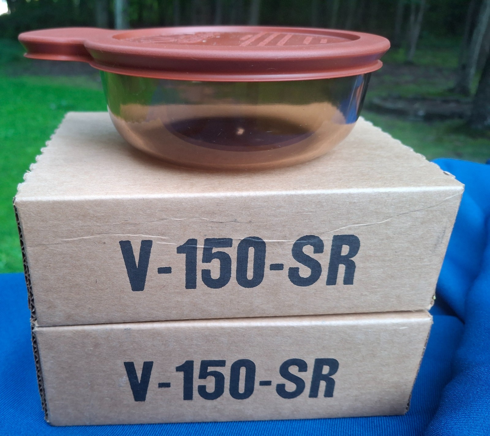 Pair Vtg Pyrex Visionware NOS V-150-RS Amber Grab-Its Factory Sealed Corelle