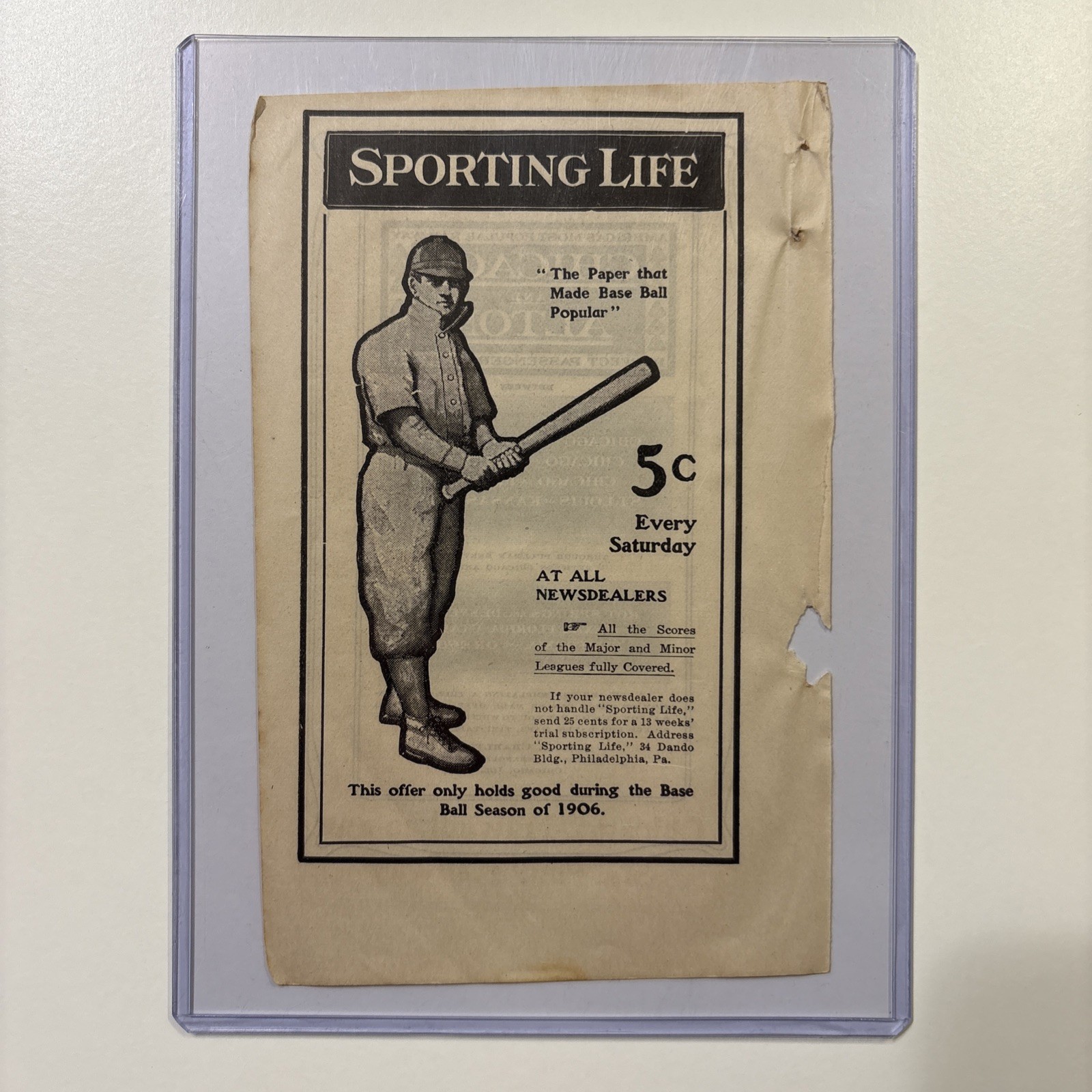 1906 John McGraw Sporting Life & Chicago/Alton Railway Ad Rare Baseball Antique