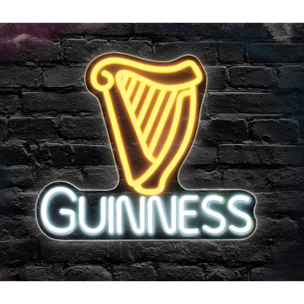 Guinness Harp LED Wall Sign Approx 14x13 inches Officially Licensed