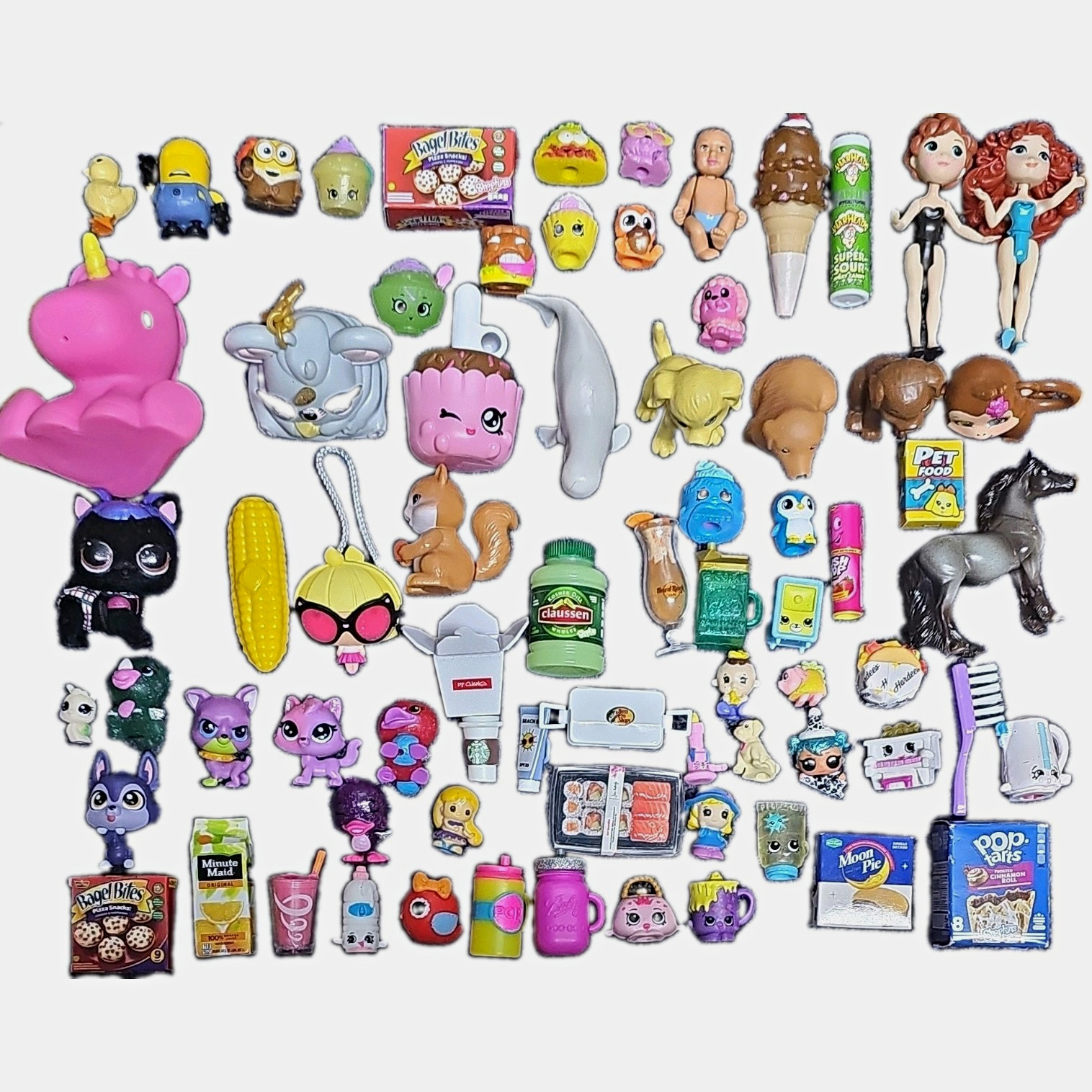 Shopkins, LOL, Pet Shop, Mixed Mini Toy Lot Dolls, Animals, Food. 60+ Pieces