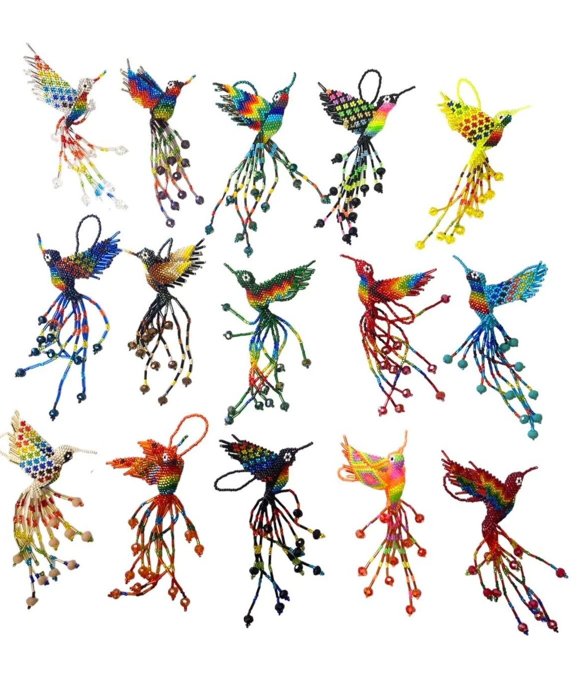 5 PIECE BEADED HUMMINGBIRD , HAND MADE IN MEXICO , 5 5 PIECE BEADED HUMMINGBIRD , HAND MADE IN MEXICO , 5