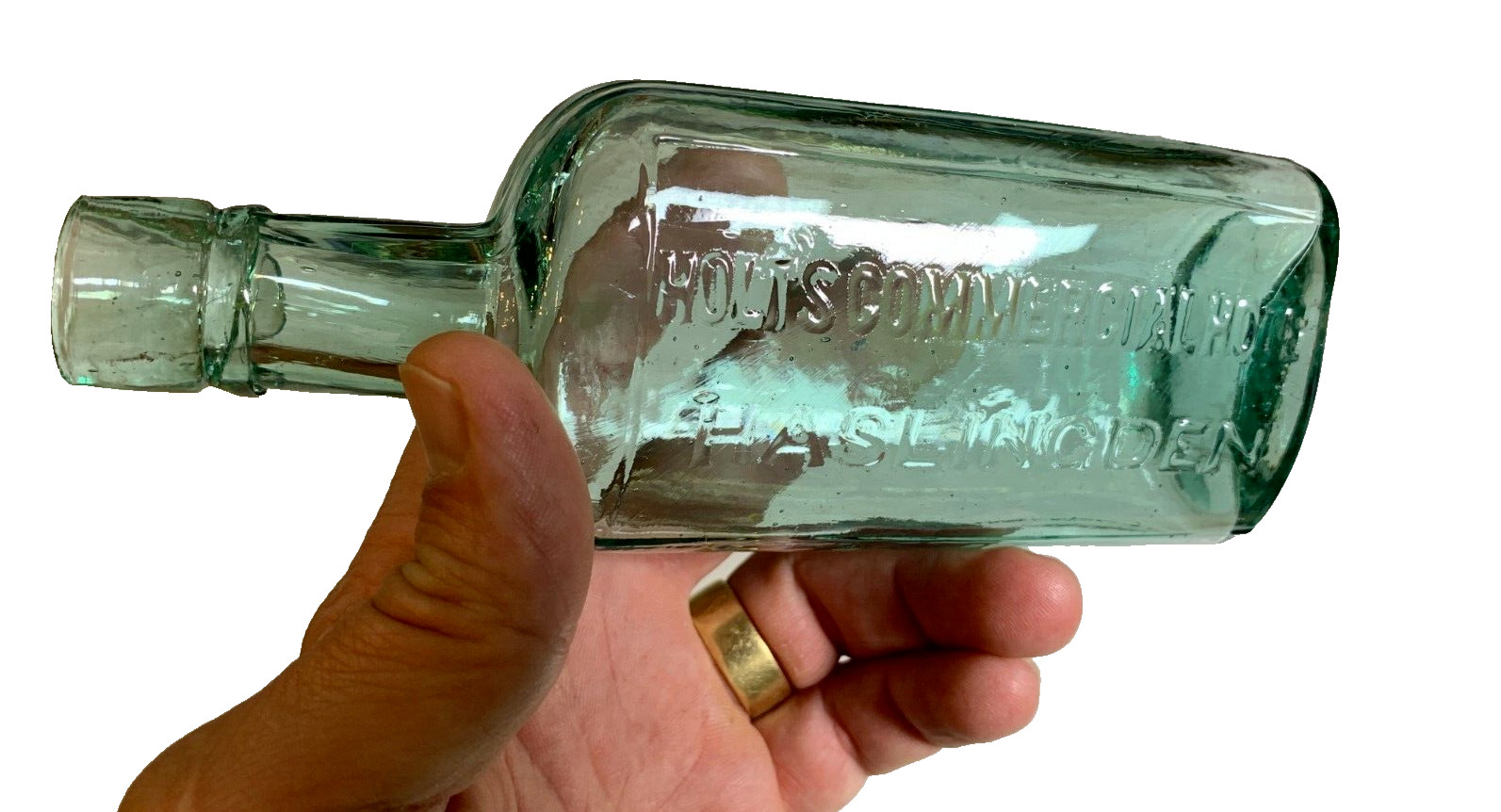 Rare Antique Applied Top Holt\'s Haslingden Commerical Hotel Bottle Lancashire UK