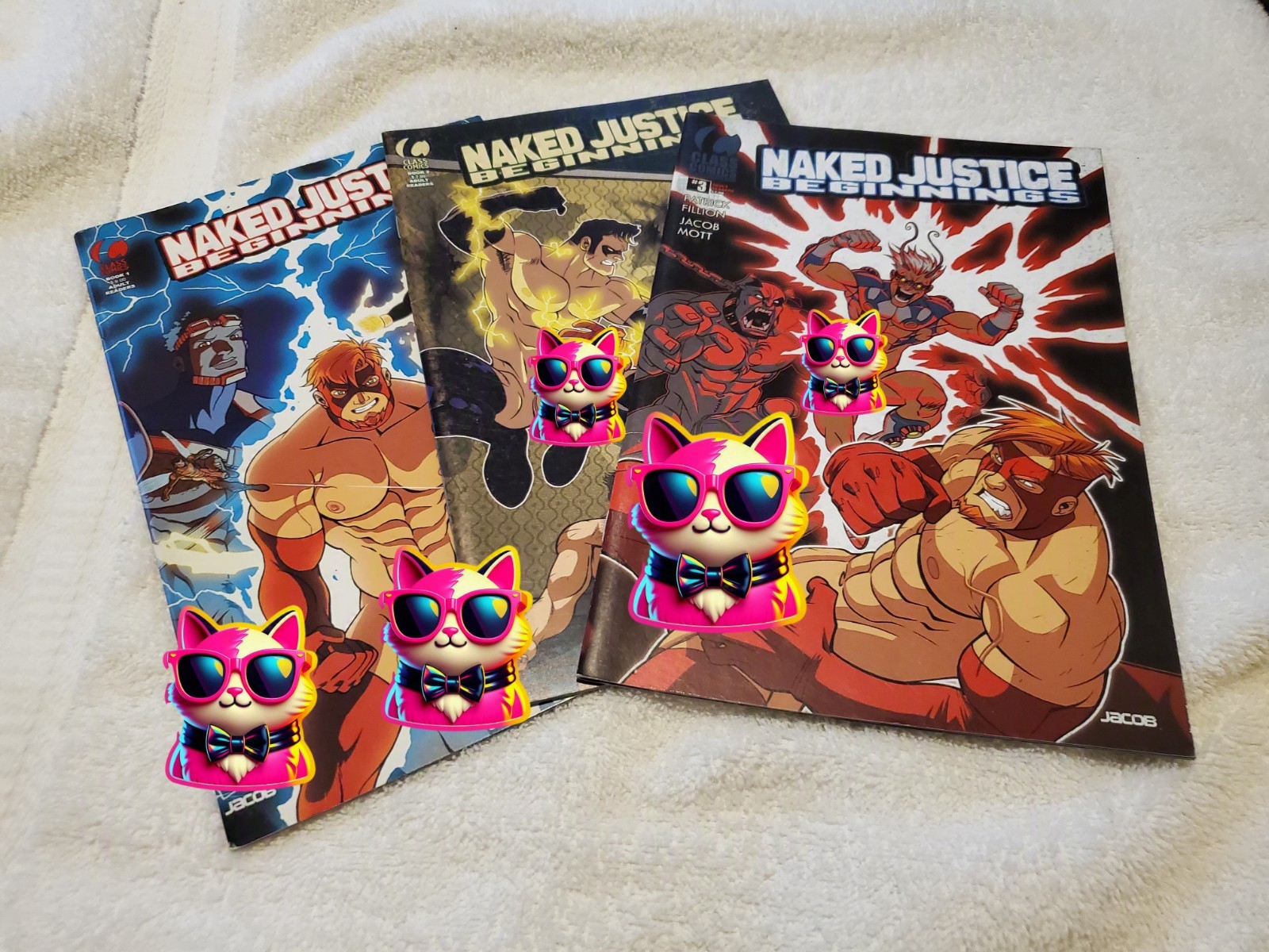 Naked Justice - Beginnings #1-3; full set, comic book lot. OUT OF PRINT. Naked Justice - Beginnings #1-3; full set, comic book lot. OUT OF PRINT.