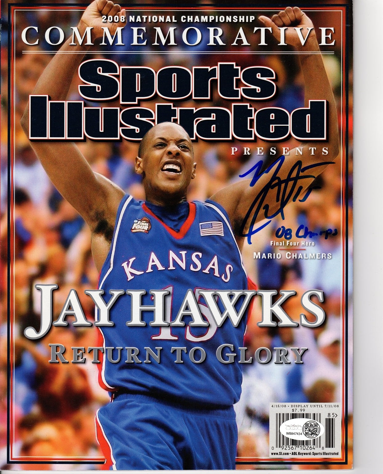 Mario Chalmers Autographed Kansas Jayhawks Commemorative Sports Illustrated Maga Mario Chalmers Autographed Kansas Jayhawks Commemorative Sports Illustrated Maga