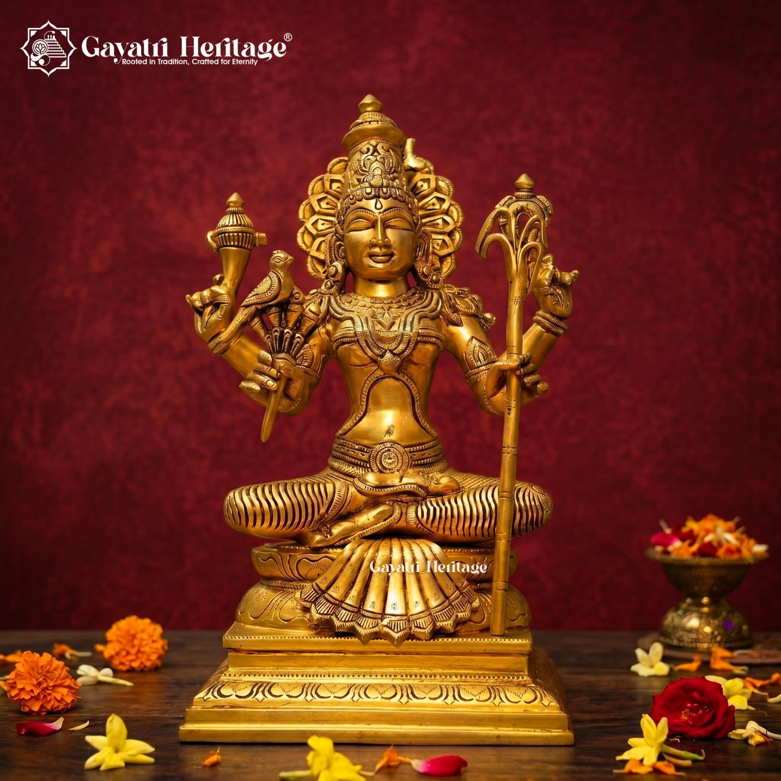 Brass Kamakshi Amma Idol 12 Inch | South Indian Goddess , Kanchipuram Devi idol