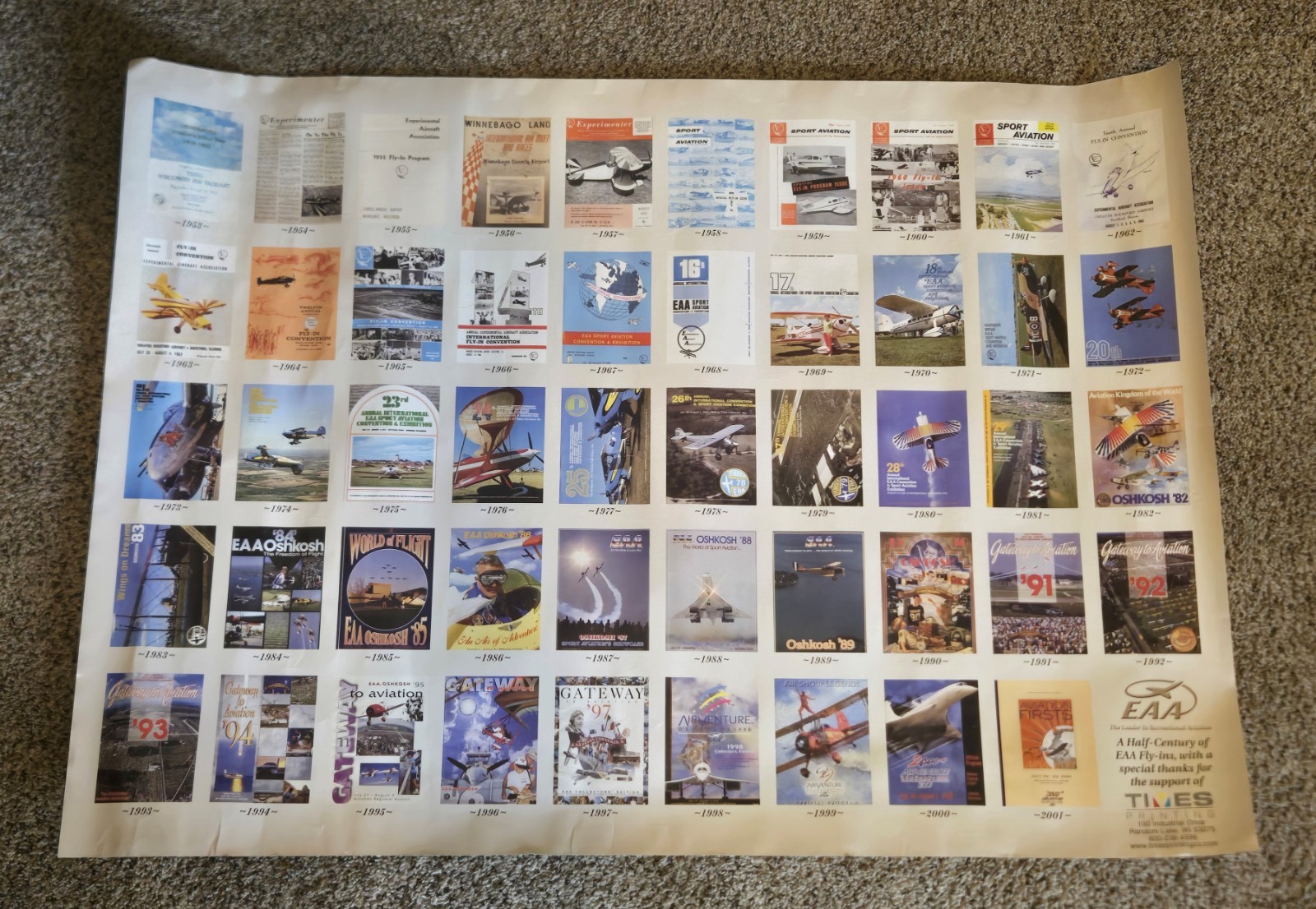 Vintage EAA Commemorative Poster Annual Oshkosh WI Fly-In Conventions 1953-2001 Vintage EAA Commemorative Poster Annual Oshkosh WI Fly-In Conventions 1953-2001
