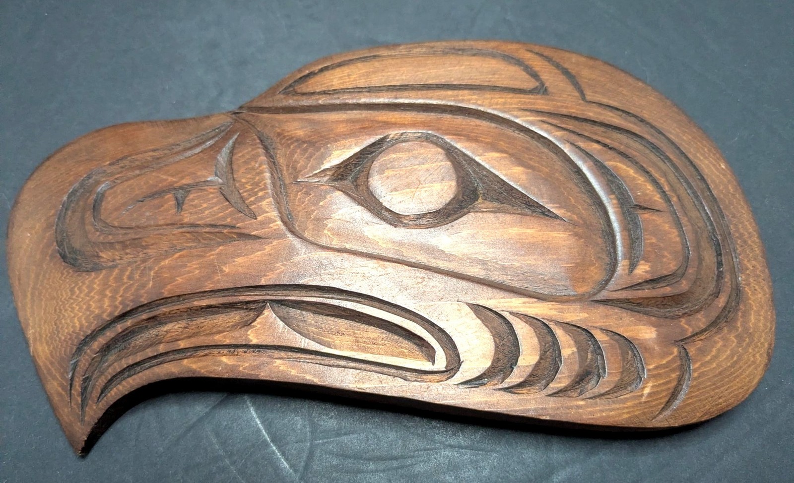 Vtg. L. Wilson First Nations Hand Carved  Eagle Head Pacific Northwest Coast