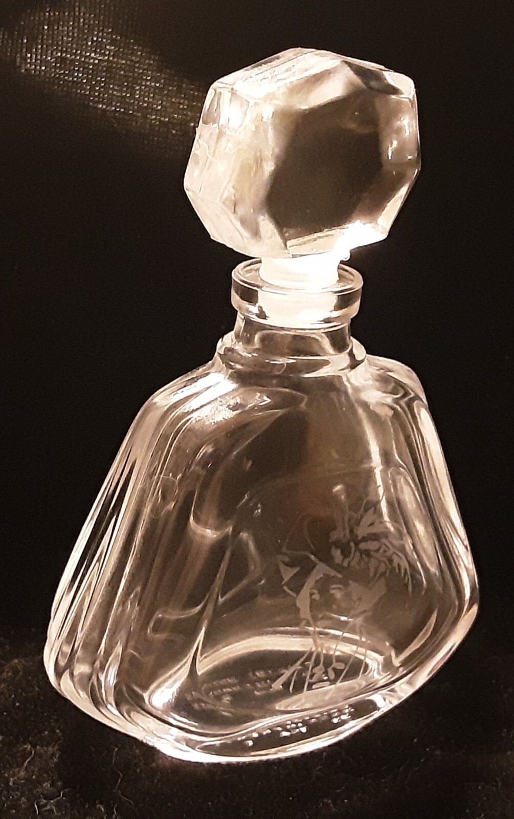 Vintage French Clear Cristal Perfume Bottle w/Etched Victorian Lady Vintage French Clear Cristal Perfume Bottle w/Etched Victorian Lady