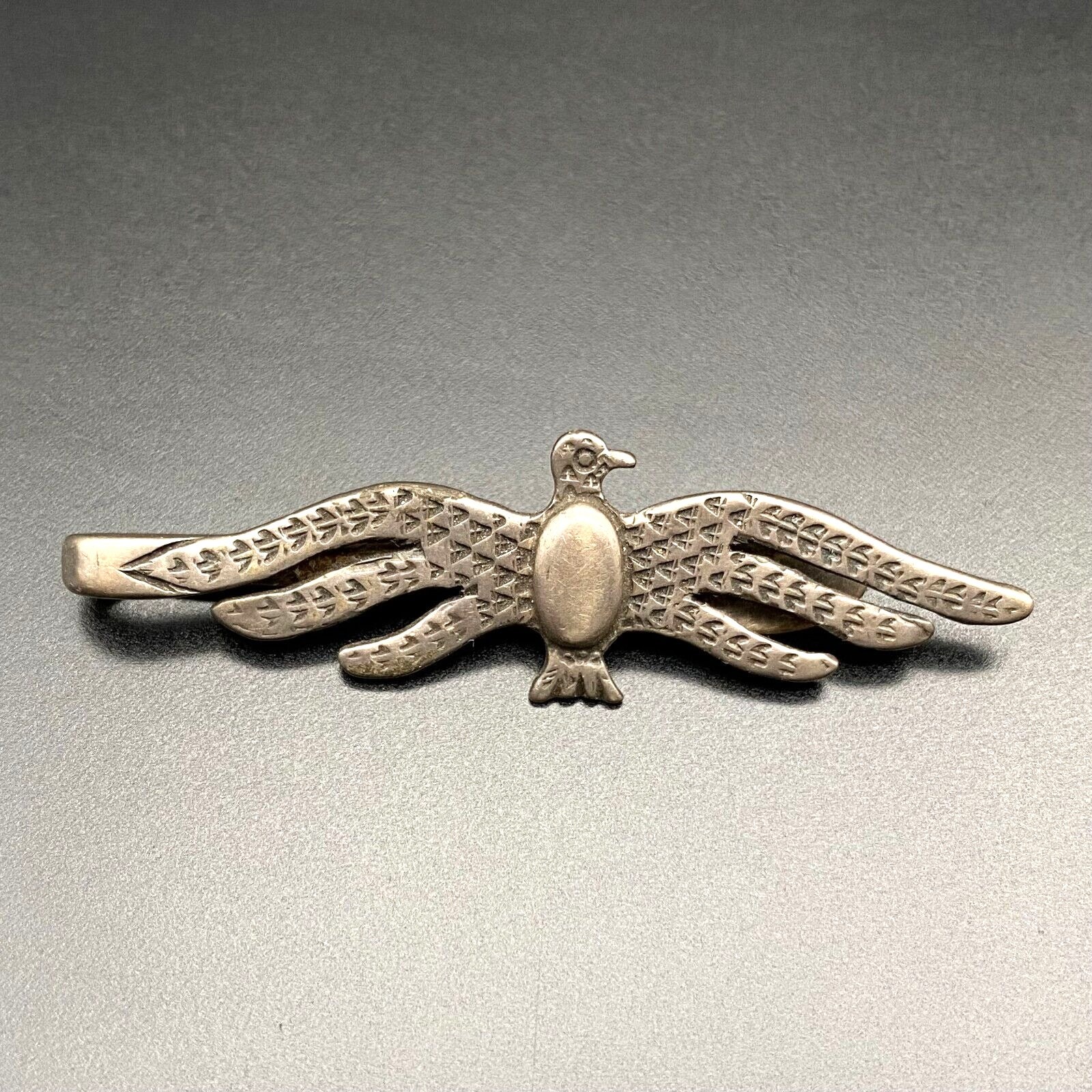 Vintage Navajo Fred Peshlakai Thunderbird Native Hand Stampwork Silver Tie Clip