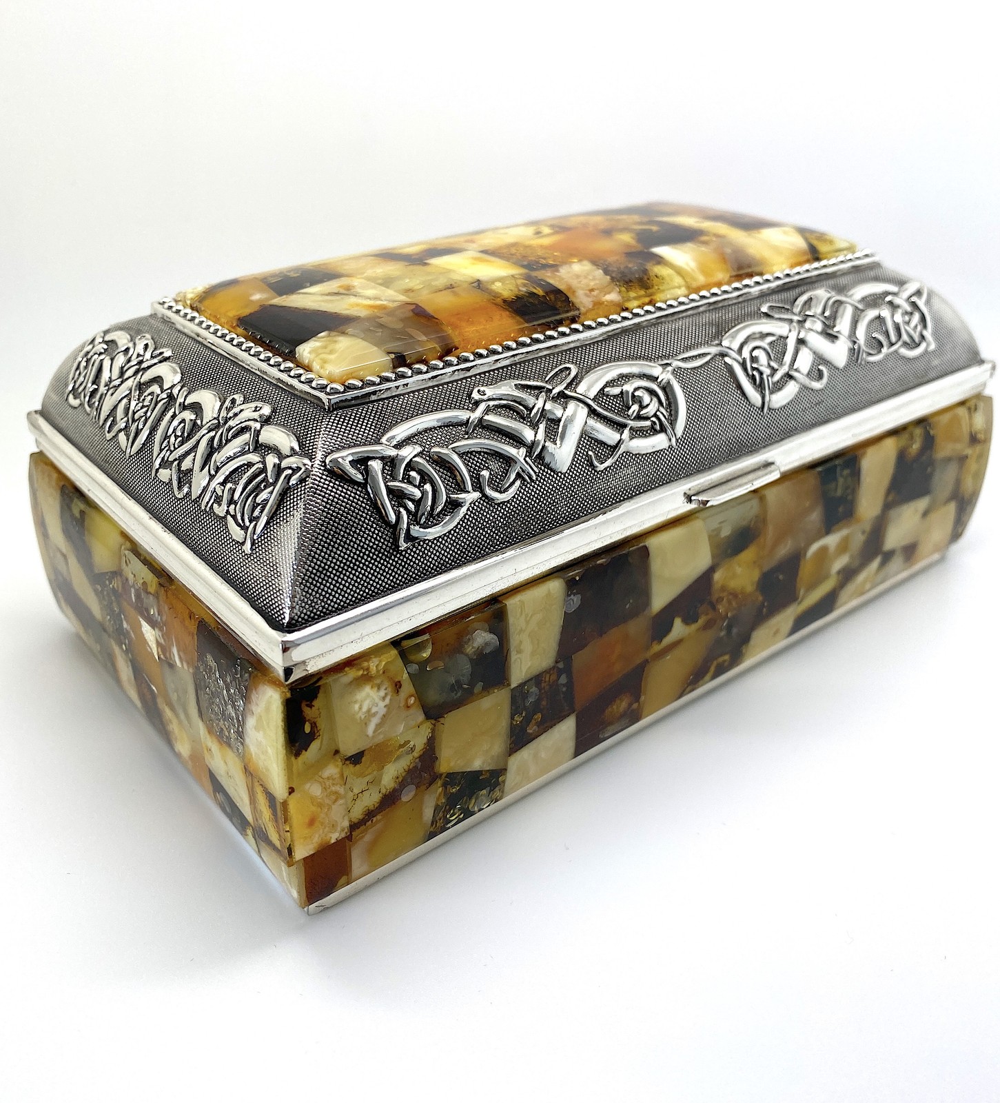 Vintage Amber Jewellery Box Handmade Natural Baltic D cor Heirloom Storage Gift