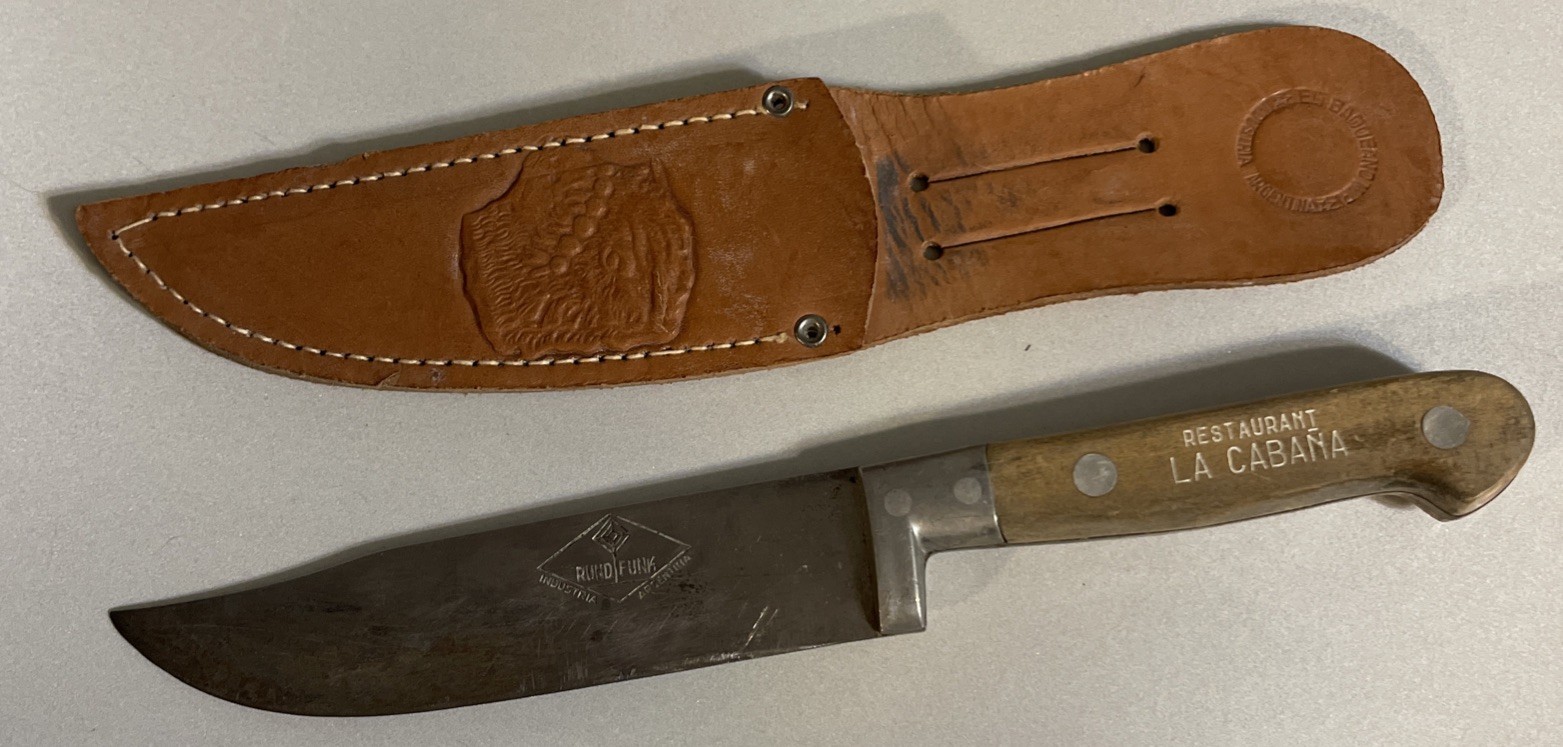 Vintage 1970’s Restaurant La Cabana Buenos Aires Argentina Steak Knife & Sheath