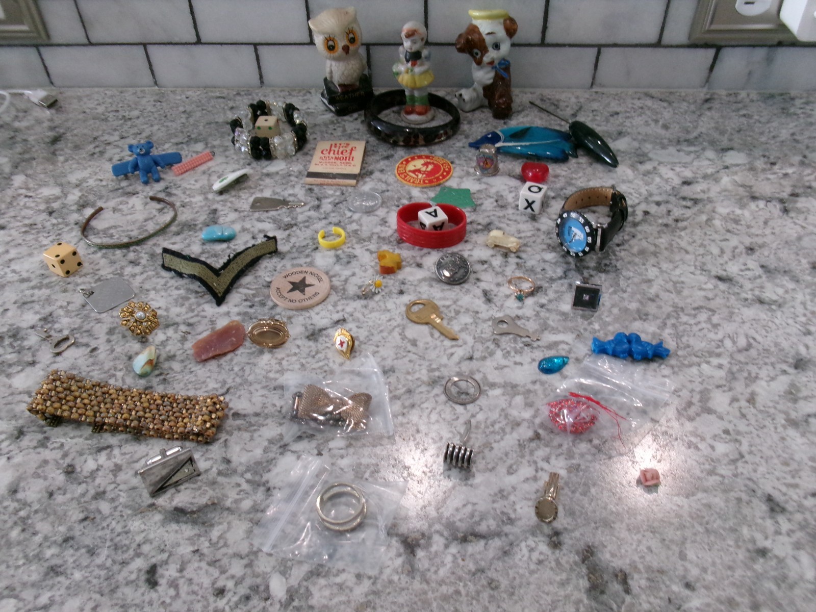Vintage Junk Drawer/Trinket Lot, 50 Piece Lot, 1.1lbs - #3