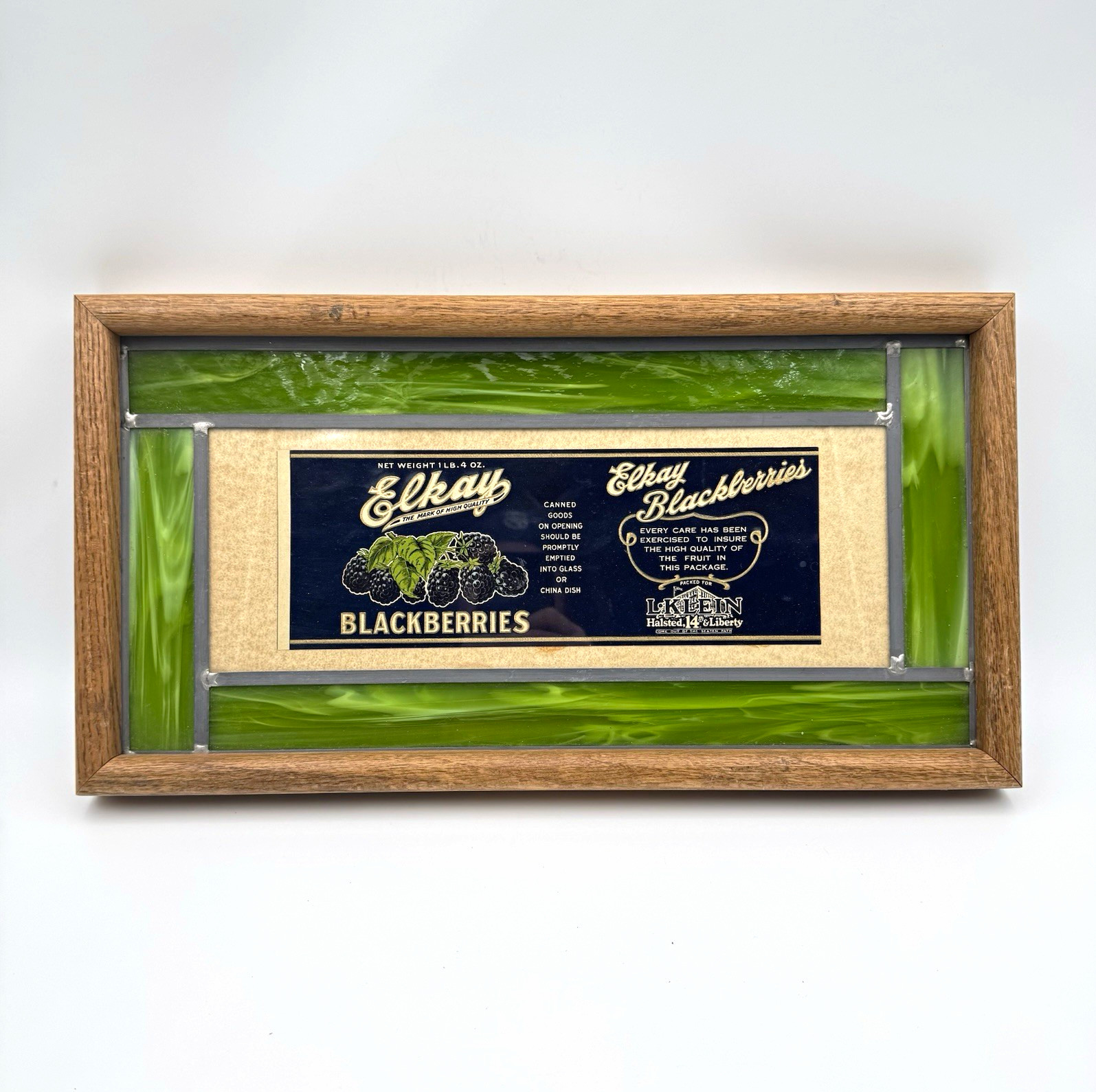 Elkay Blackberries Vintage Style Advertising Stained Glass Wood Framed Wall Art